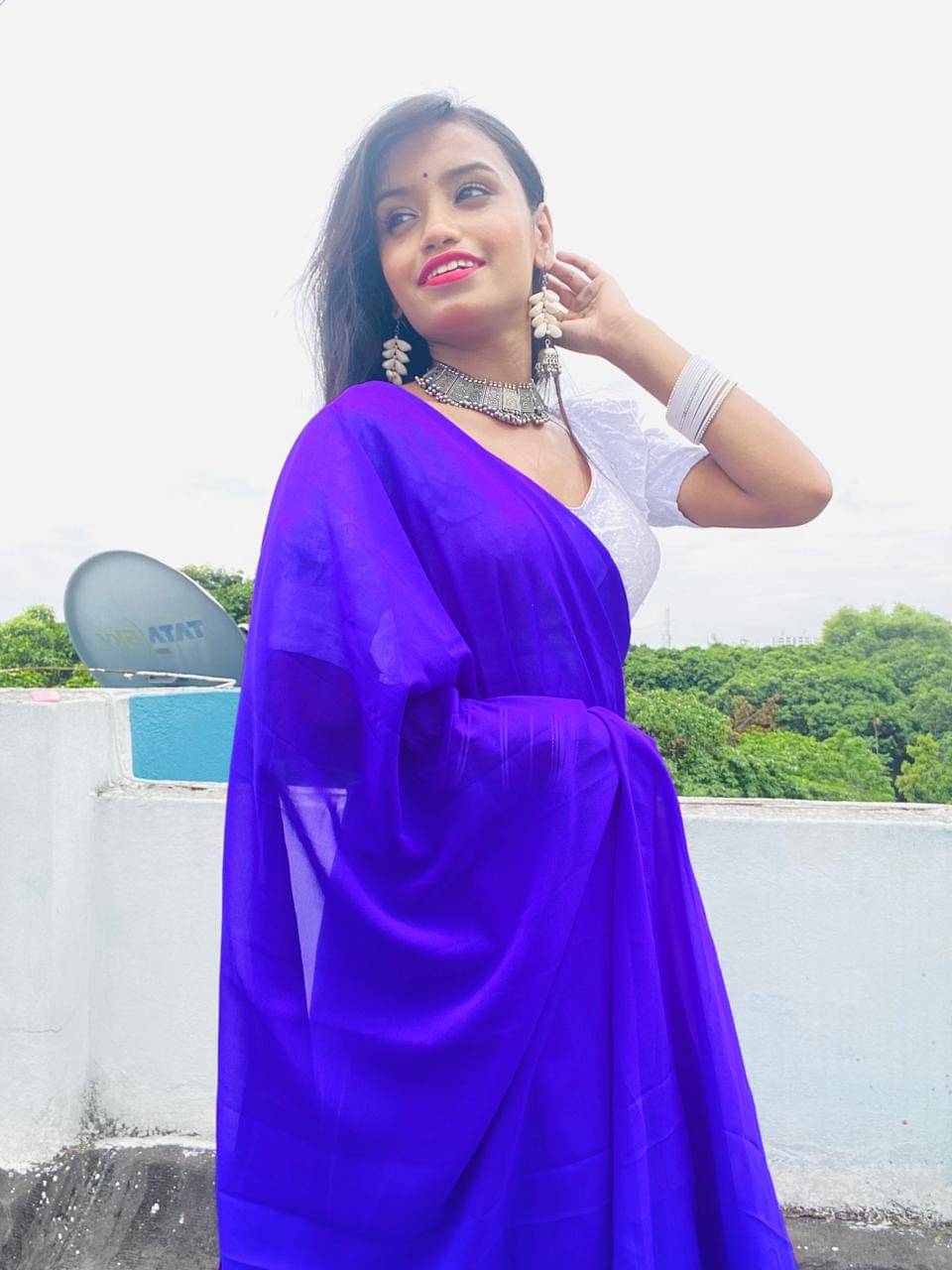 ANAND SAREES Georgette Solid Ilkal Saree With Unstitched Blouse Piece ( PURPLE ) ANAND SAREES Georgette Solid Ilkal Saree With Unstitched Blouse Piece ( PURPLE )