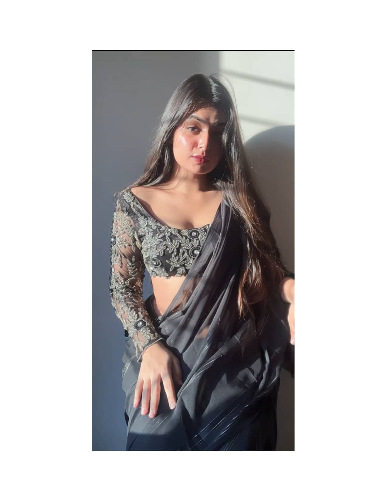 ANAND SAREES Georgette Striped Ilkal Saree With Unstitched Blouse Piece ( BLACK ) - Sarees | Buy online on ZillyBuy