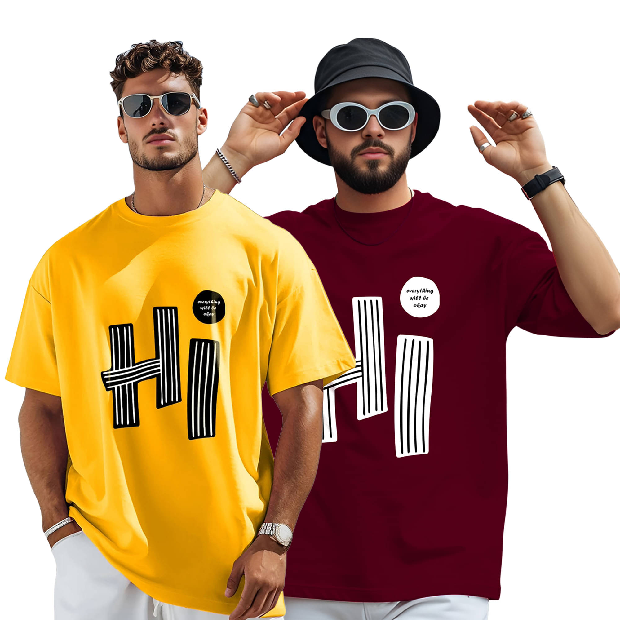 AOOSH Men Cotton Blend Oversized Fit Printed T-Shirt ( Mustard )     			AOOSH Men Cotton Blend Oversized Fit Printed T-Shirt ( Mustard )