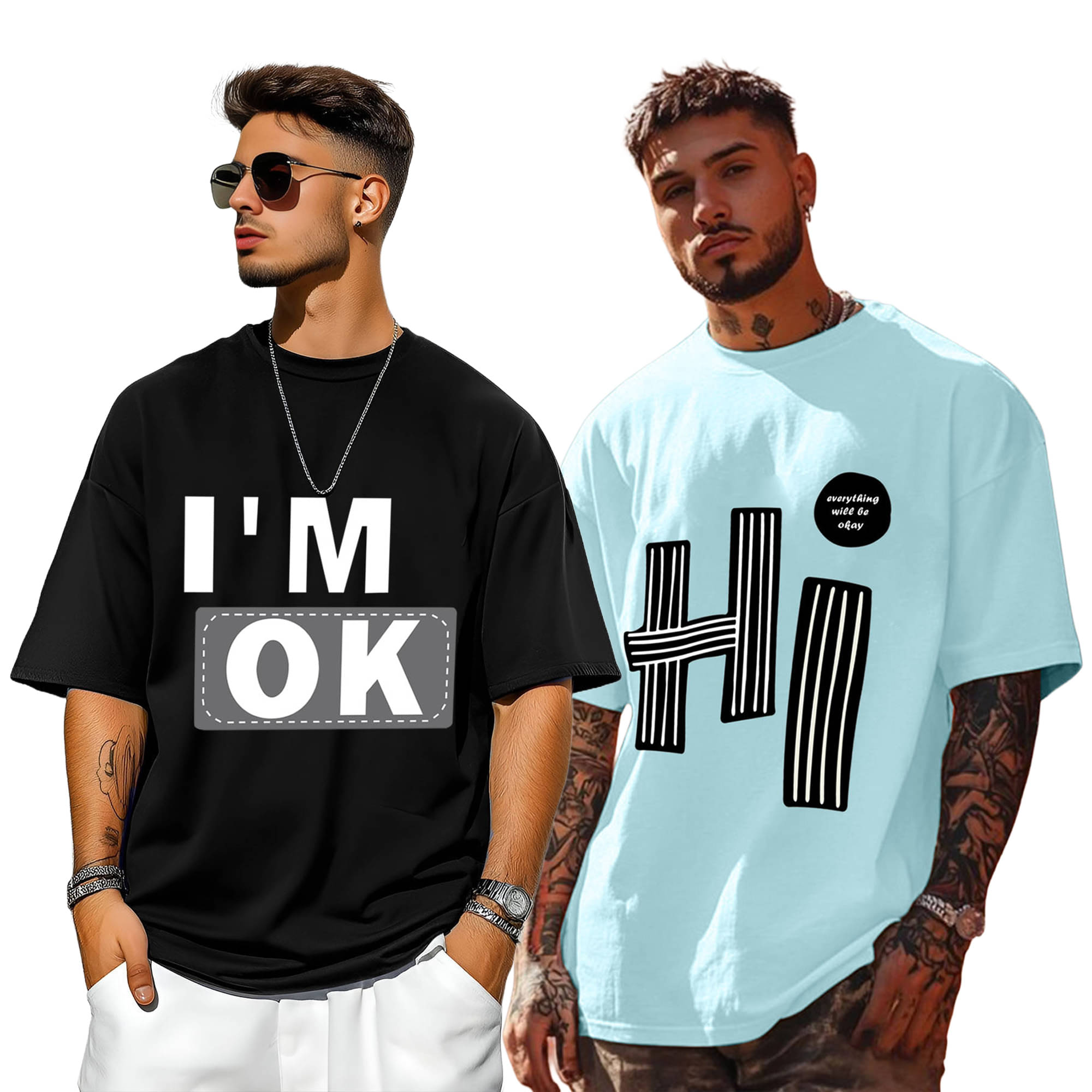 AOOSH Men Cotton Blend Oversized Fit Printed T-Shirt ( Aqua Blue ) AOOSH Men Cotton Blend Oversized Fit Printed T-Shirt ( Aqua Blue )