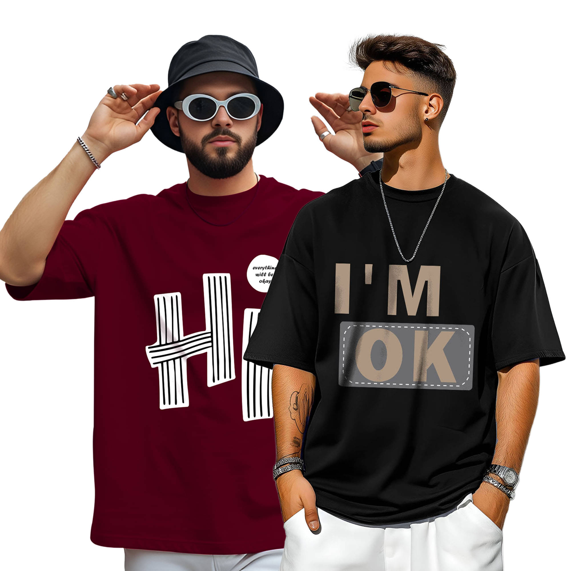     			AOOSH Men Cotton Blend Oversized Fit Printed T-Shirt ( Multicolor9 )