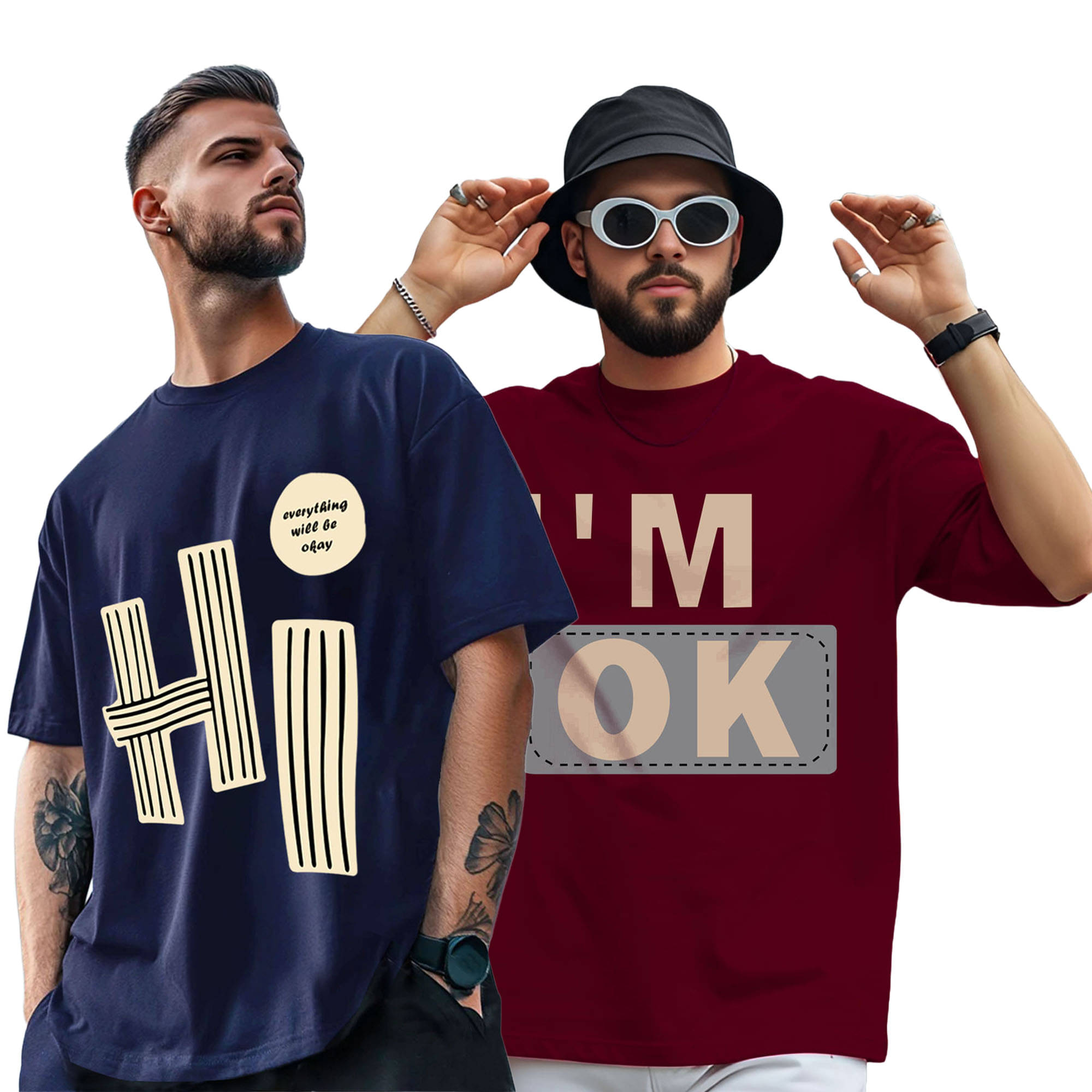 AOOSH Men Cotton Blend Oversized Fit Printed T-Shirt ( Navy ) AOOSH Men Cotton Blend Oversized Fit Printed T-Shirt ( Navy )