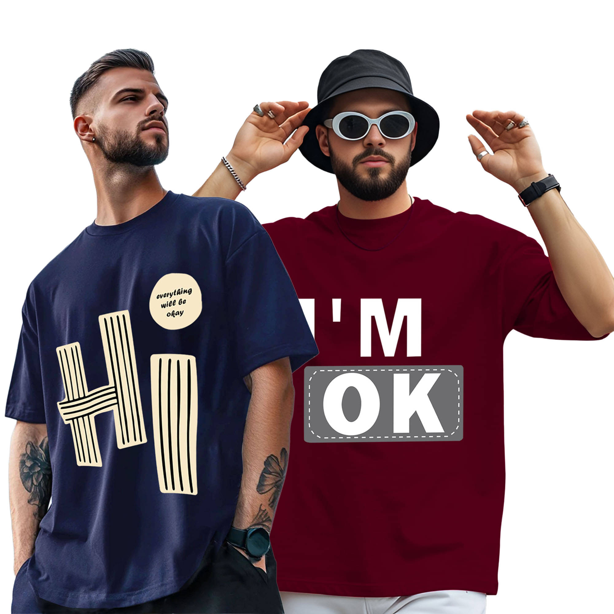 AOOSH Men Cotton Blend Oversized Fit Printed T-Shirt ( Navy ) AOOSH Men Cotton Blend Oversized Fit Printed T-Shirt ( Navy )