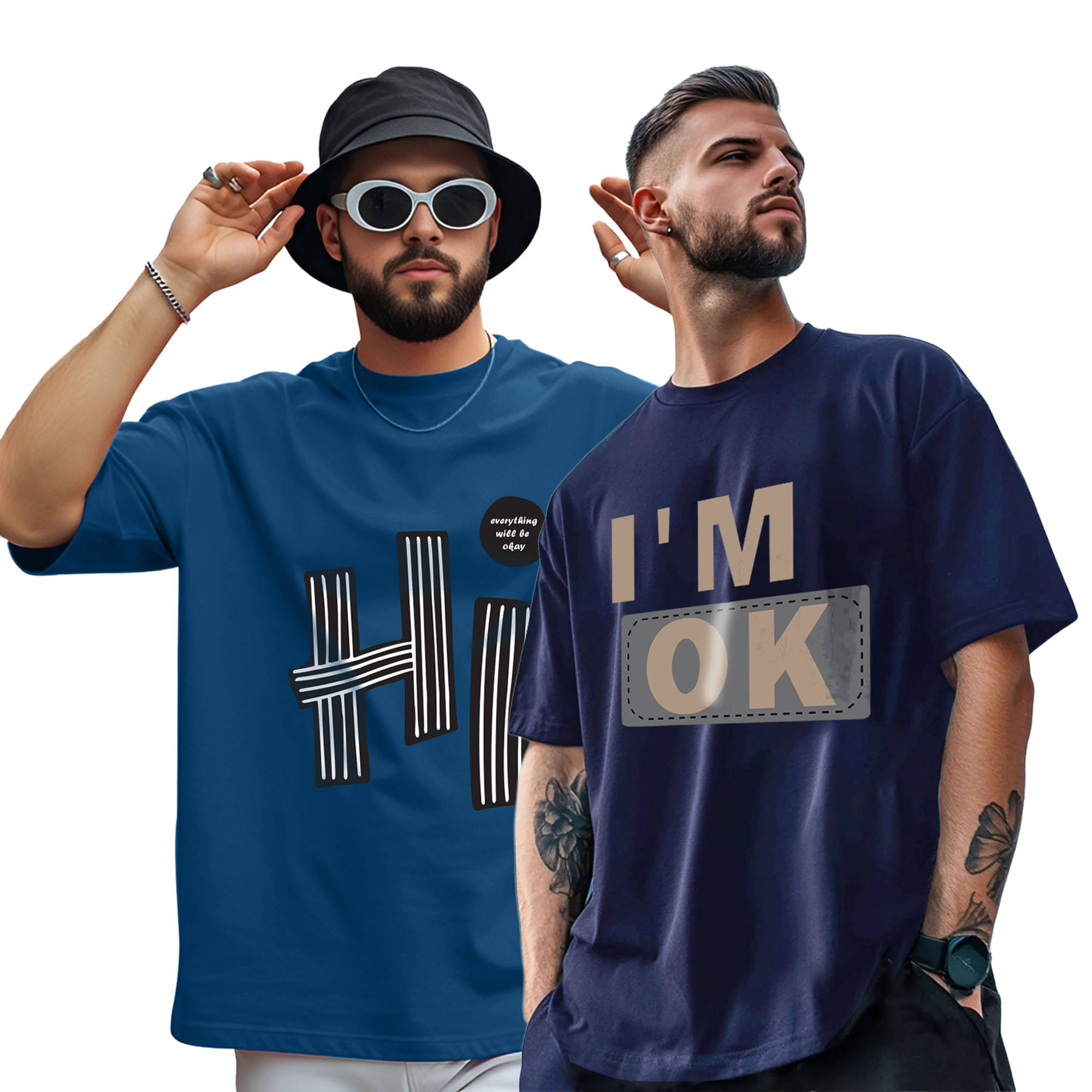 AOOSH Men Cotton Blend Oversized Fit Printed T-Shirt ( Teal Blue )     			AOOSH Men Cotton Blend Oversized Fit Printed T-Shirt ( Teal Blue )