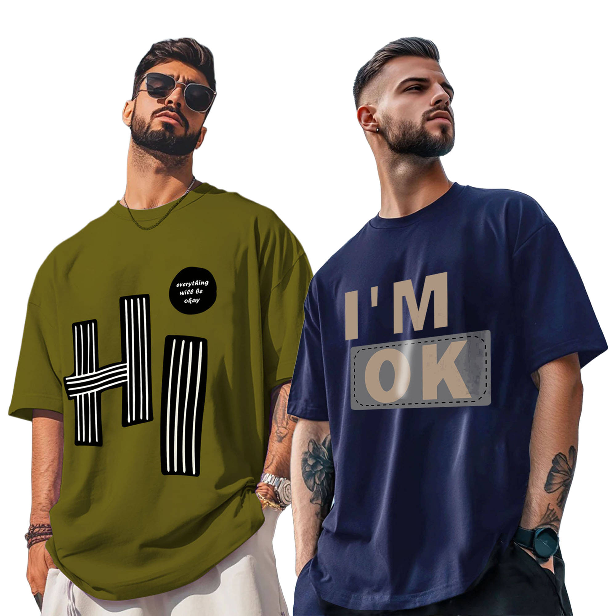     			AOOSH Men Cotton Blend Oversized Fit Printed T-Shirt ( Green )