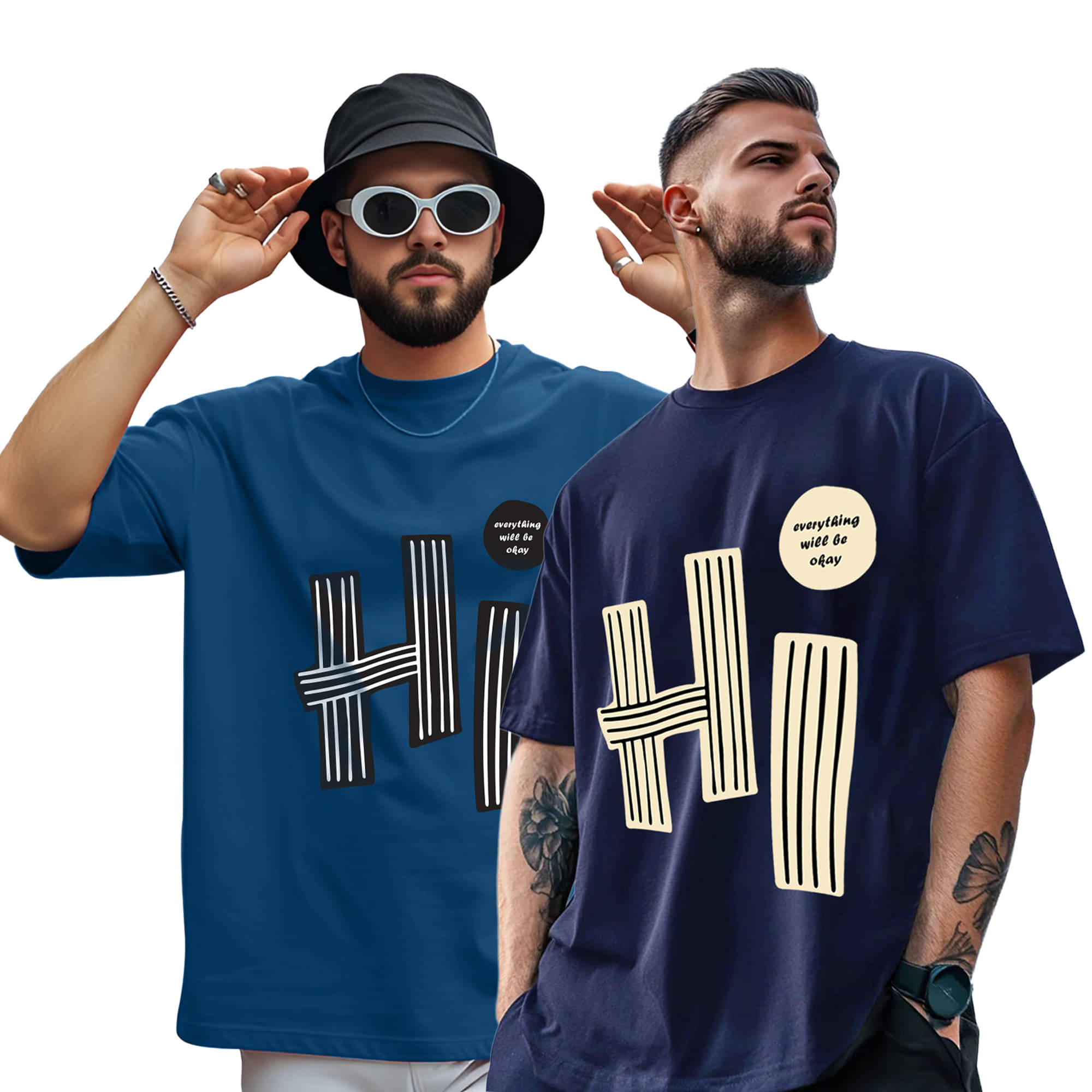 AOOSH Men Cotton Blend Oversized Fit Printed T-Shirt ( Teal Blue ) AOOSH Men Cotton Blend Oversized Fit Printed T-Shirt ( Teal Blue )