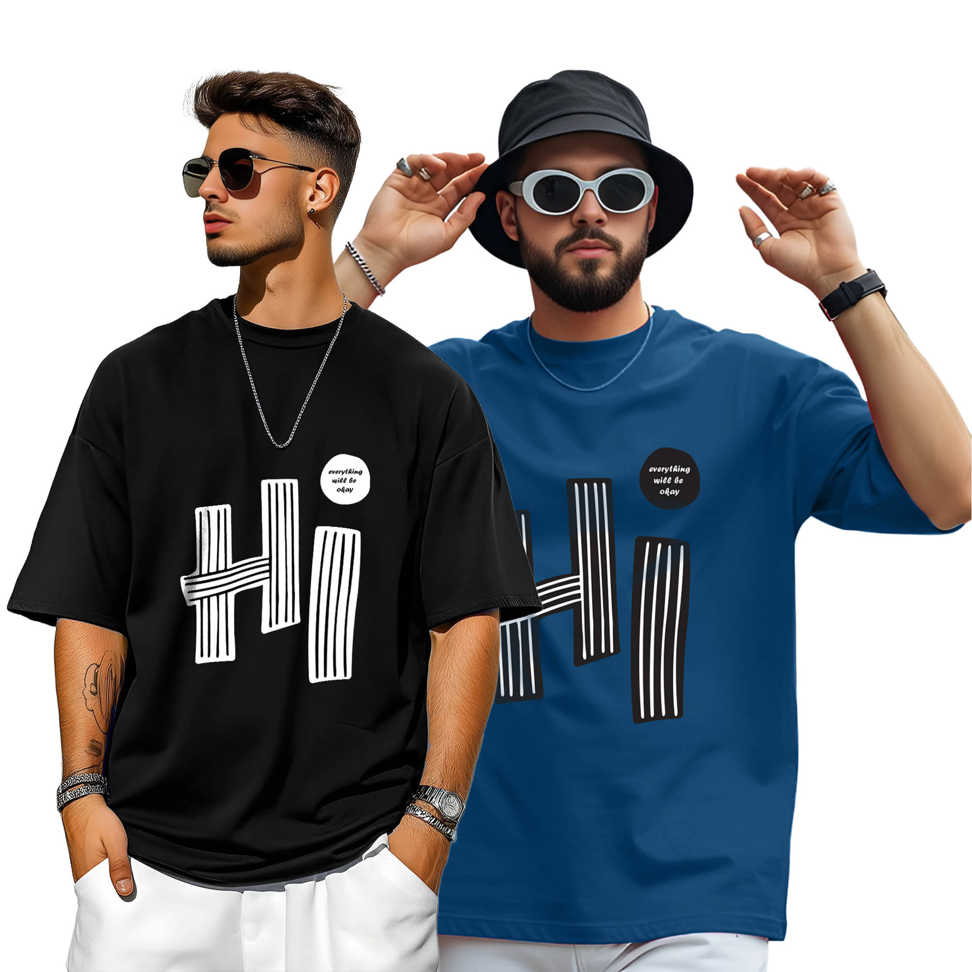     			AOOSH Men Cotton Blend Oversized Fit Printed T-Shirt ( Multicolor1 )