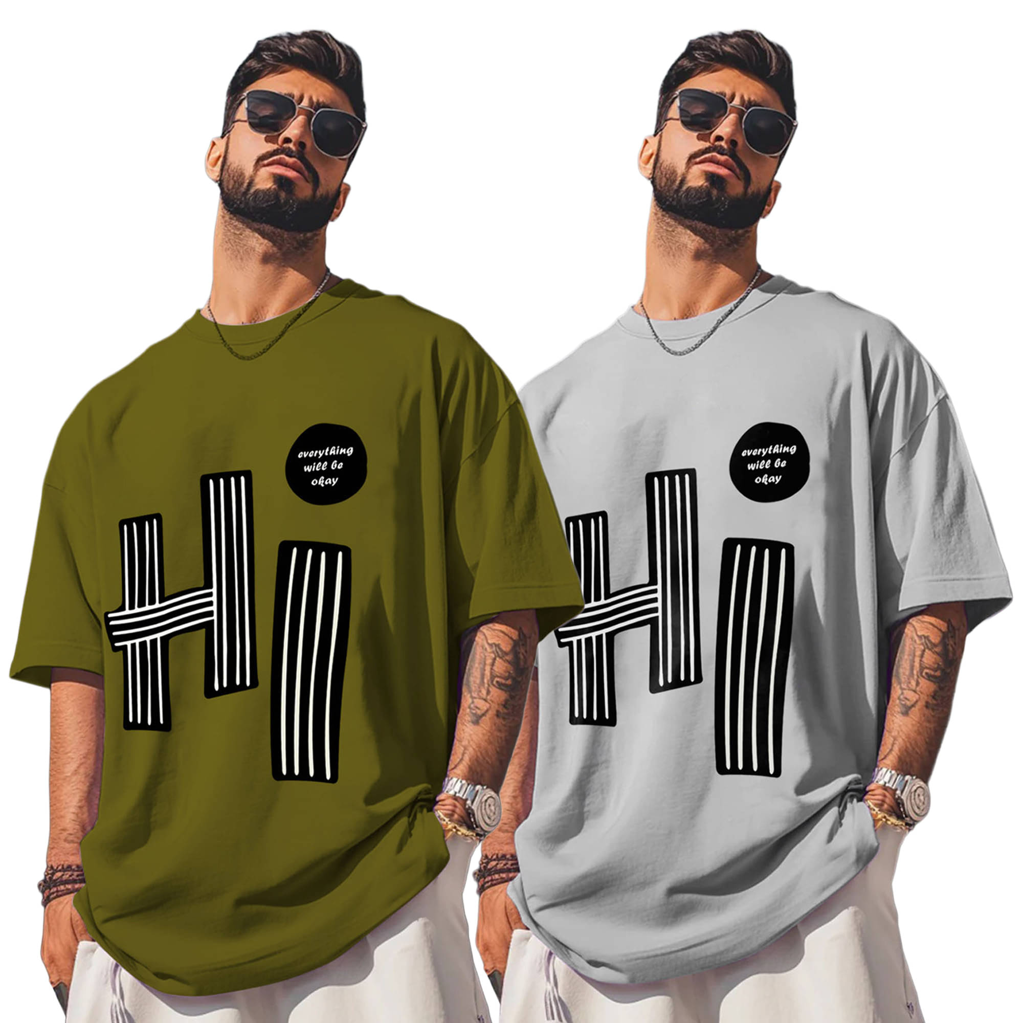     			AOOSH Men Cotton Blend Oversized Fit Printed T-Shirt ( Multicolor15 )
