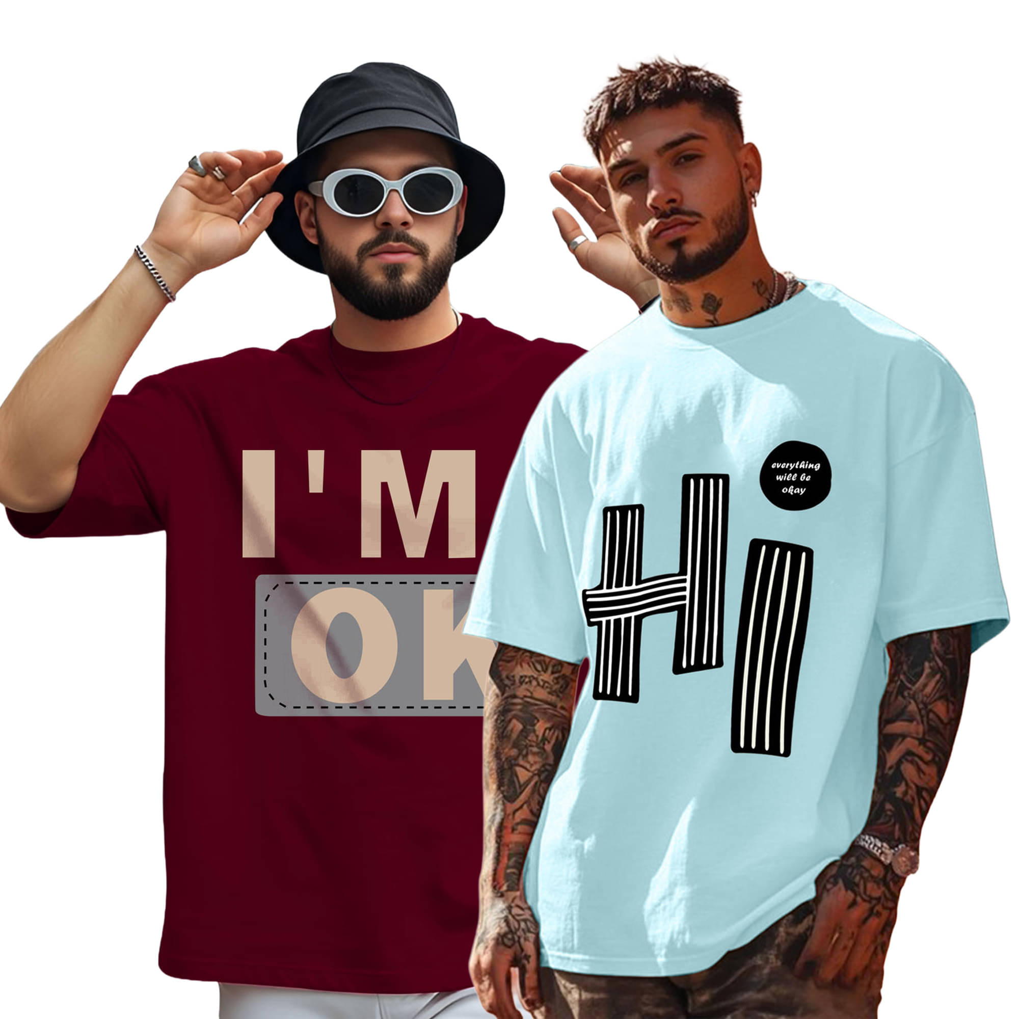 AOOSH Men Cotton Blend Oversized Fit Printed T-Shirt ( Aqua Blue ) AOOSH Men Cotton Blend Oversized Fit Printed T-Shirt ( Aqua Blue )