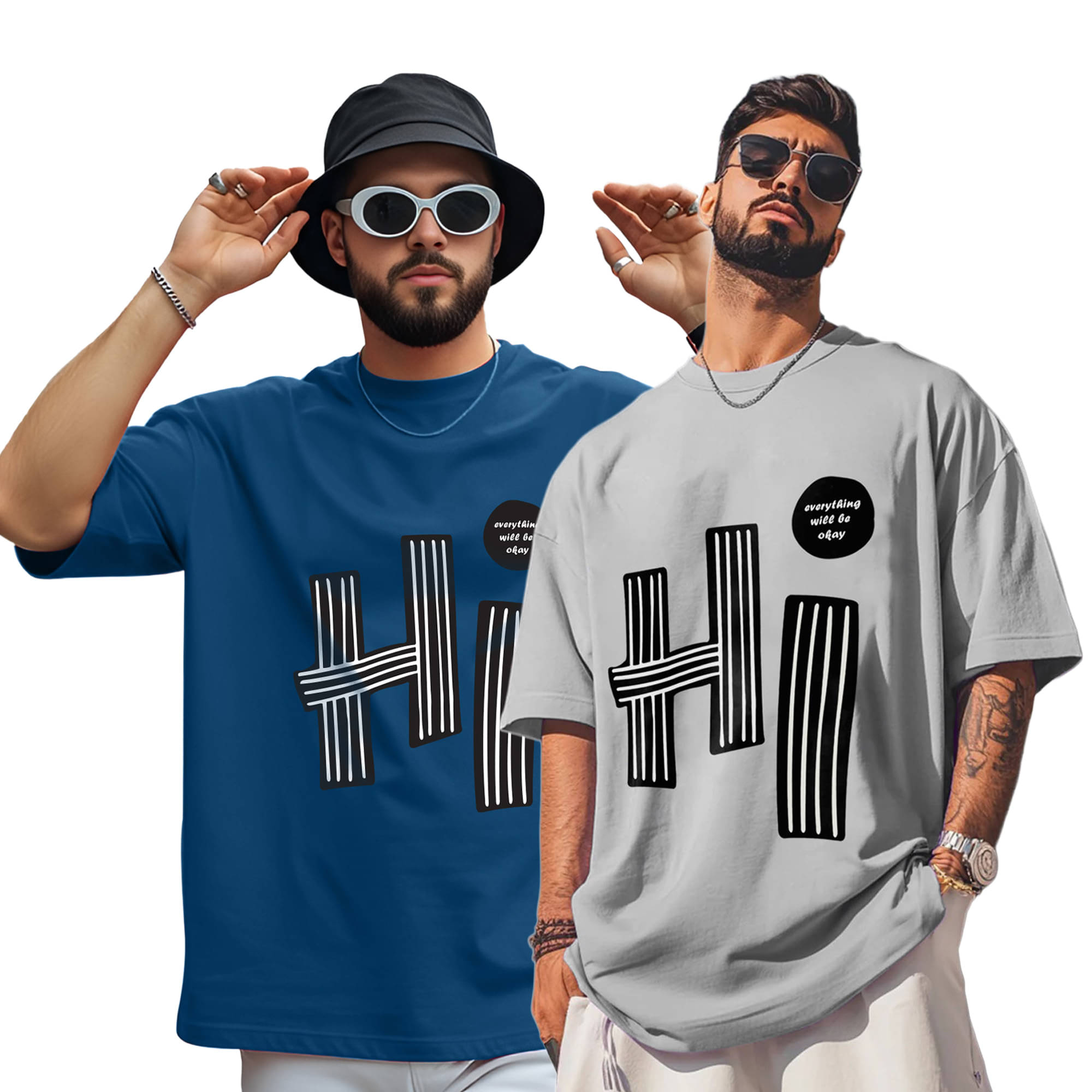AOOSH Men Cotton Blend Oversized Fit Printed T-Shirt ( Teal Blue ) AOOSH Men Cotton Blend Oversized Fit Printed T-Shirt ( Teal Blue )