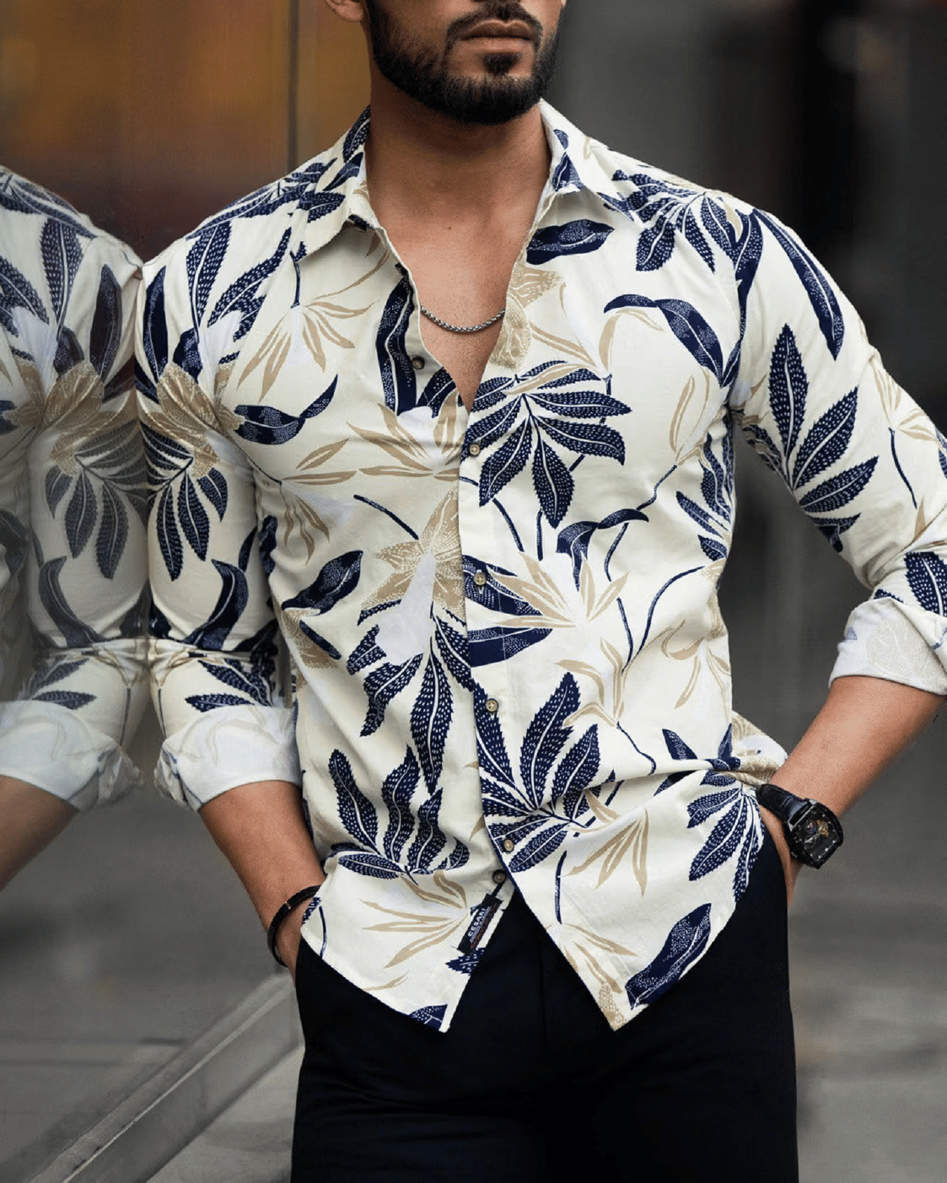 ARZ Poly Cotton Slim Fit Printed Full Sleeves Men's Casual Shirt - Off-White ( Pack of 1 )