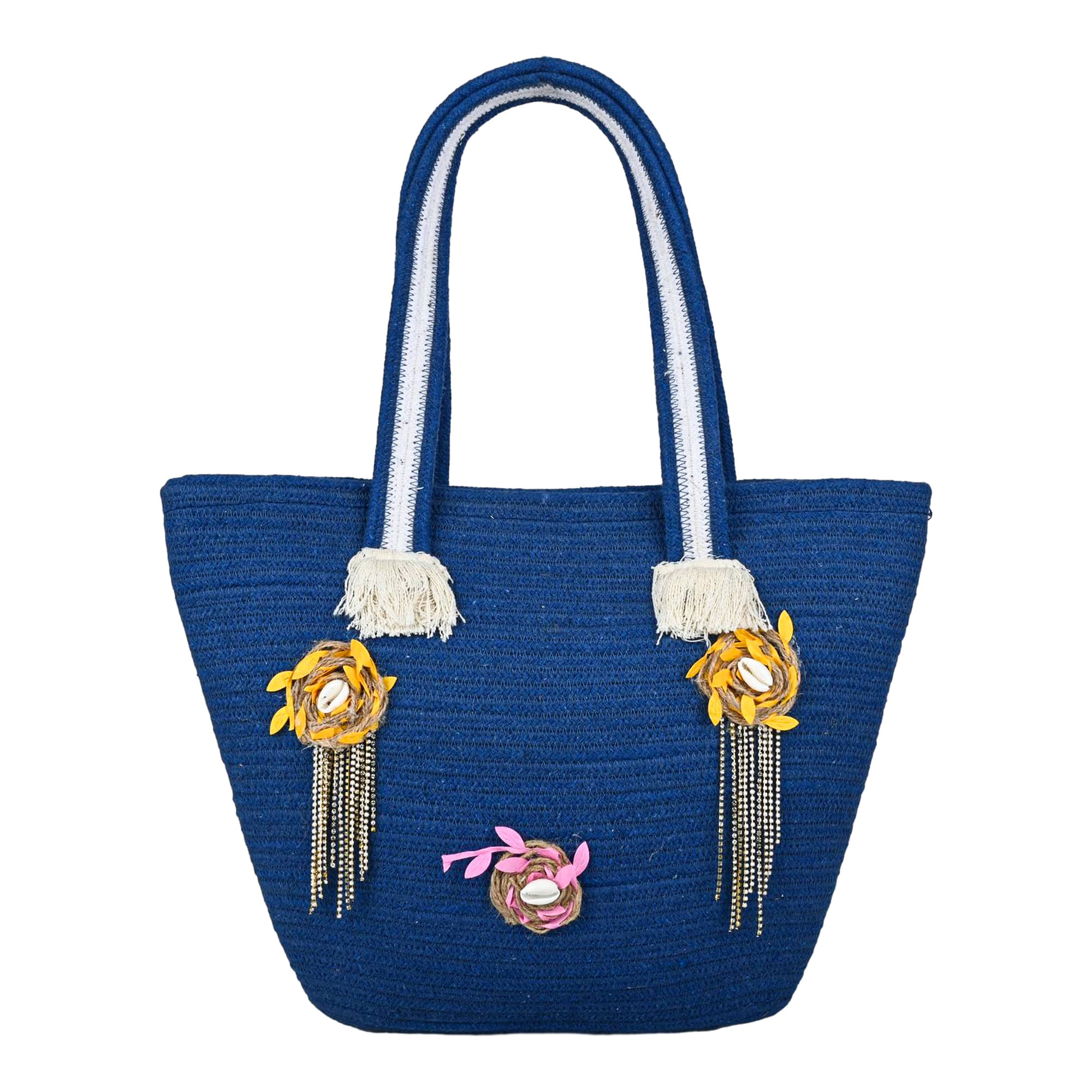     			ASIAN Tote Bag Jute Set of 1 ( Navy Blue )