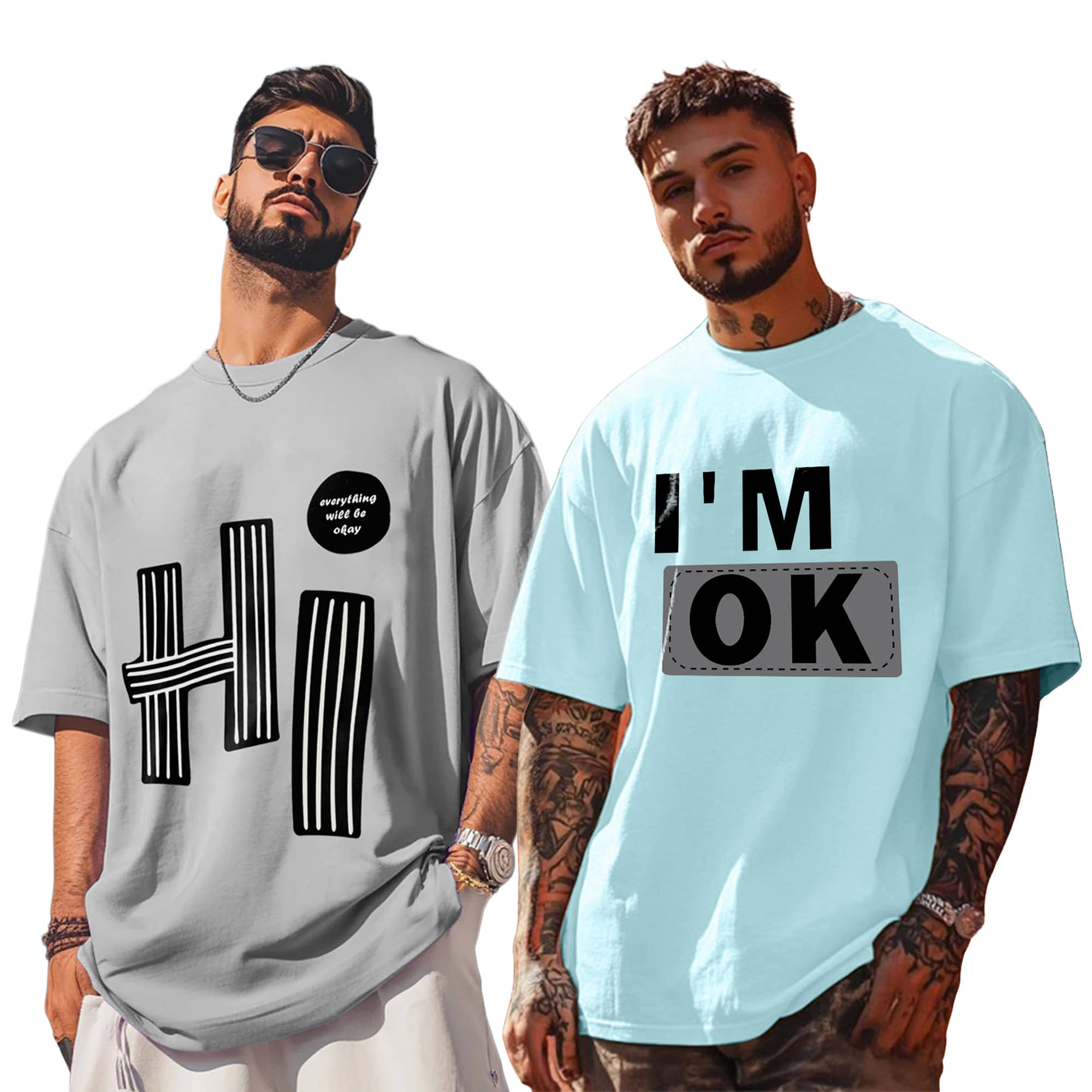 AUSK Men Cotton Blend Oversized Fit Printed T-Shirt ( Multicolor12 )