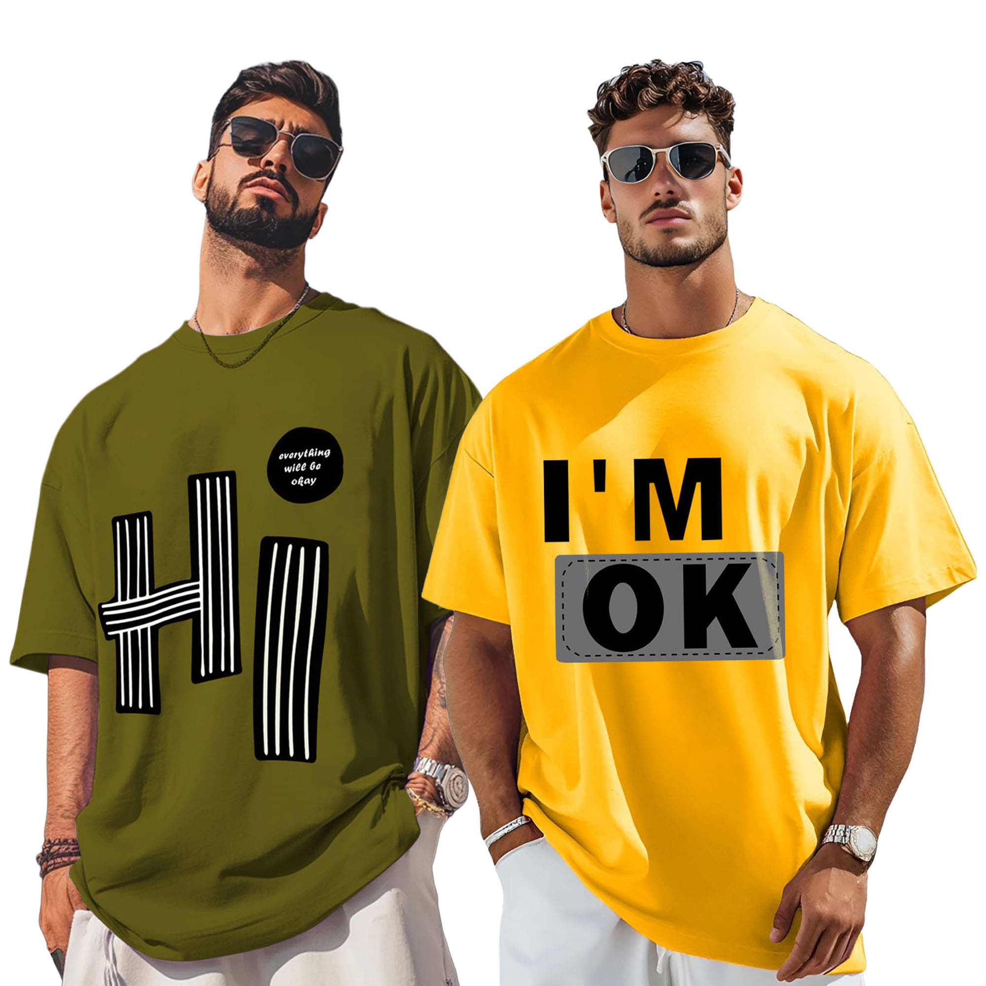 AUSK Men Cotton Blend Oversized Fit Printed T-Shirt ( Green ) AUSK Men Cotton Blend Oversized Fit Printed T-Shirt ( Green )