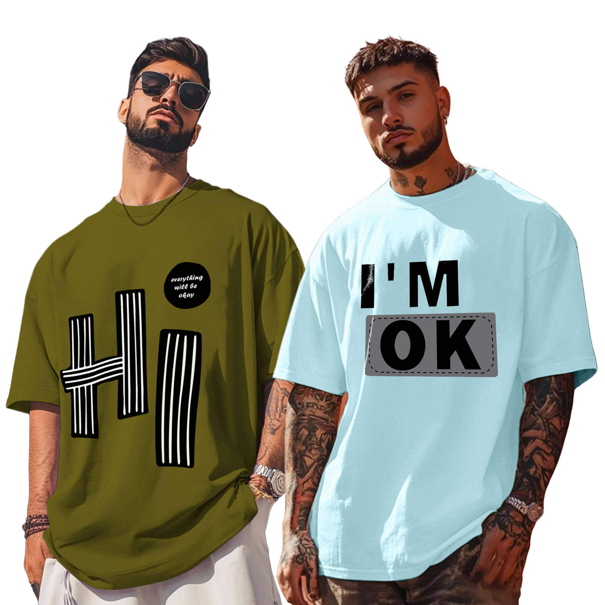 AUSK Men Cotton Blend Oversized Fit Printed T-Shirt ( Green ) AUSK Men Cotton Blend Oversized Fit Printed T-Shirt ( Green )