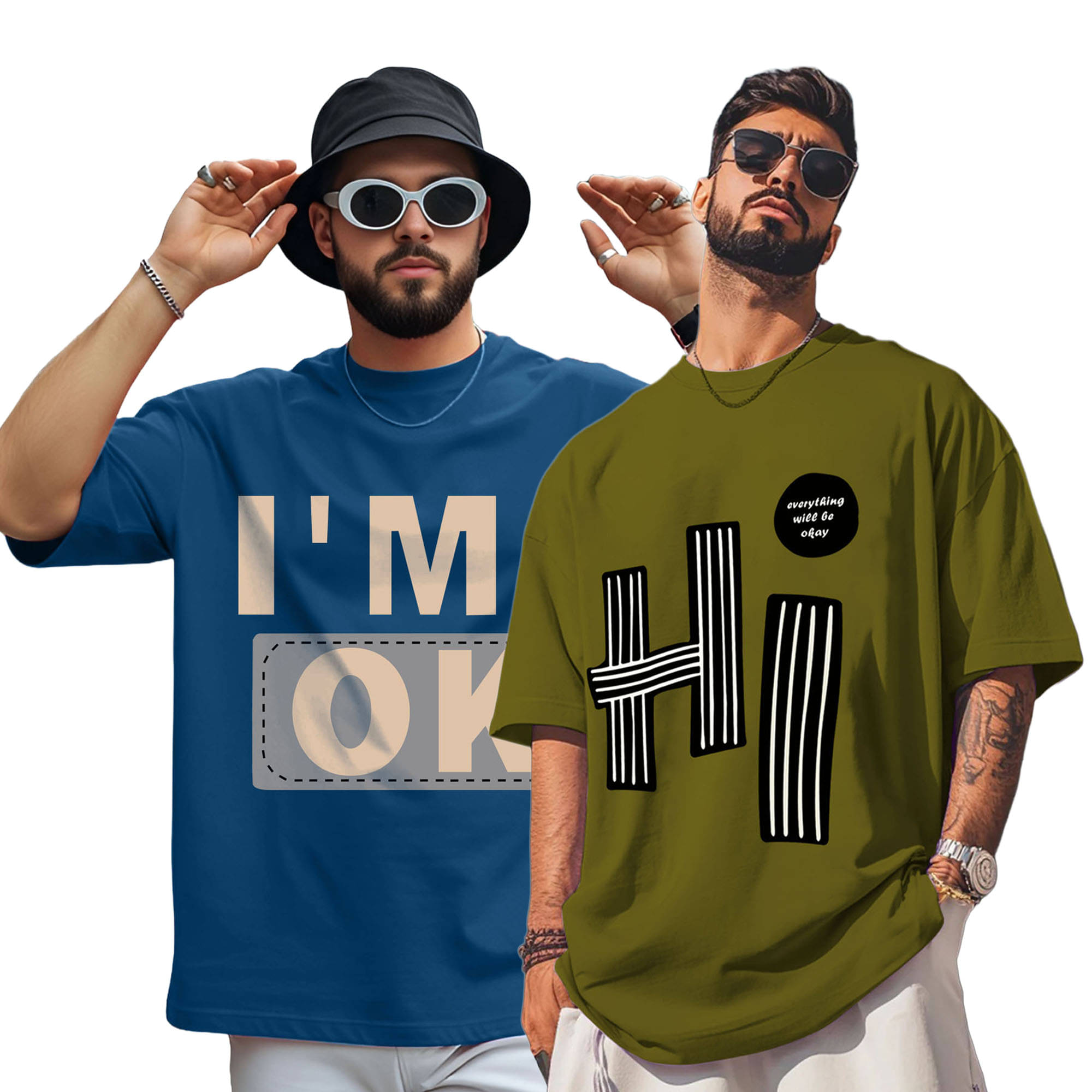 AUSK Men Cotton Blend Oversized Fit Printed T-Shirt ( Olive Green ) AUSK Men Cotton Blend Oversized Fit Printed T-Shirt ( Olive Green )