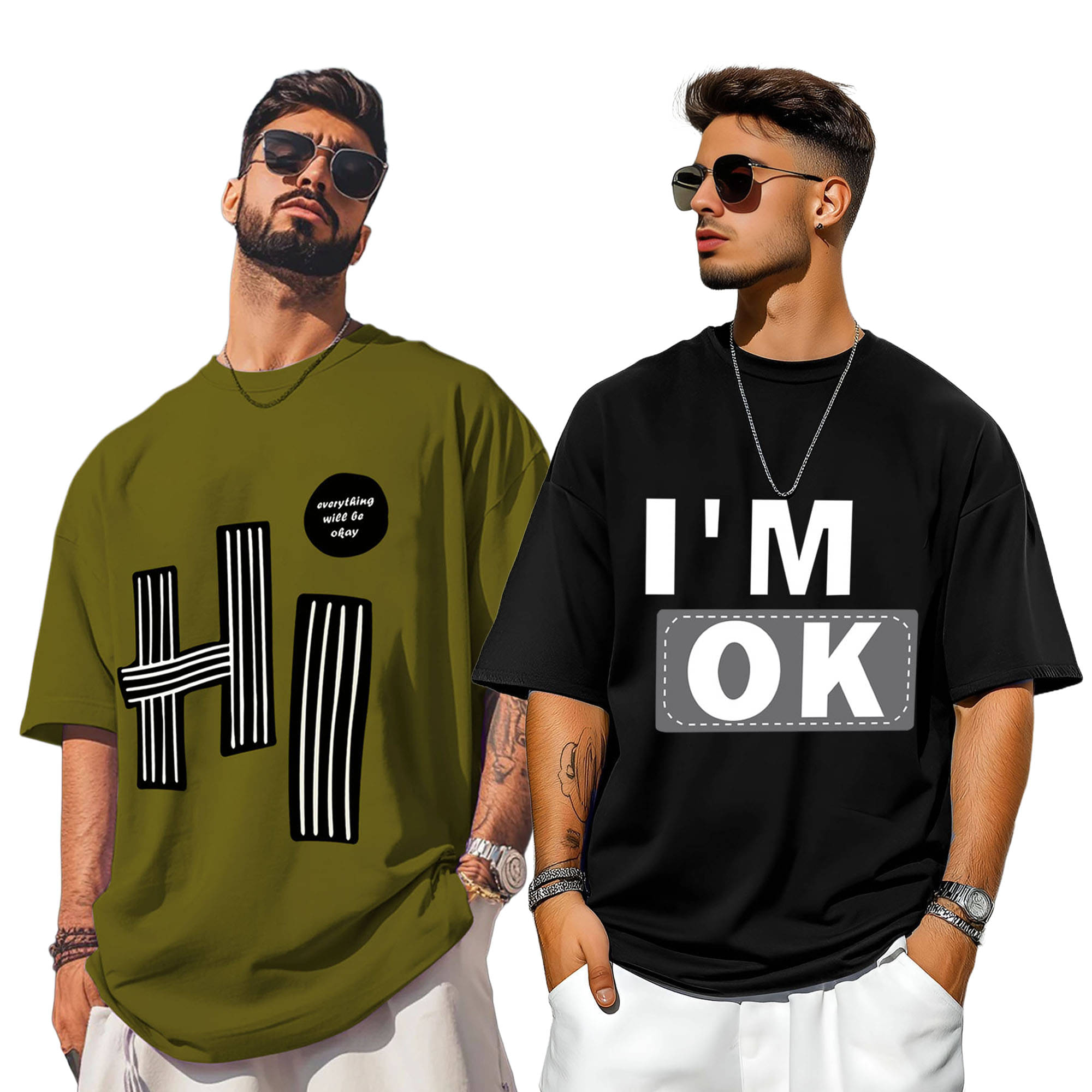     			AUSK Men Cotton Blend Oversized Fit Printed T-Shirt ( Green )