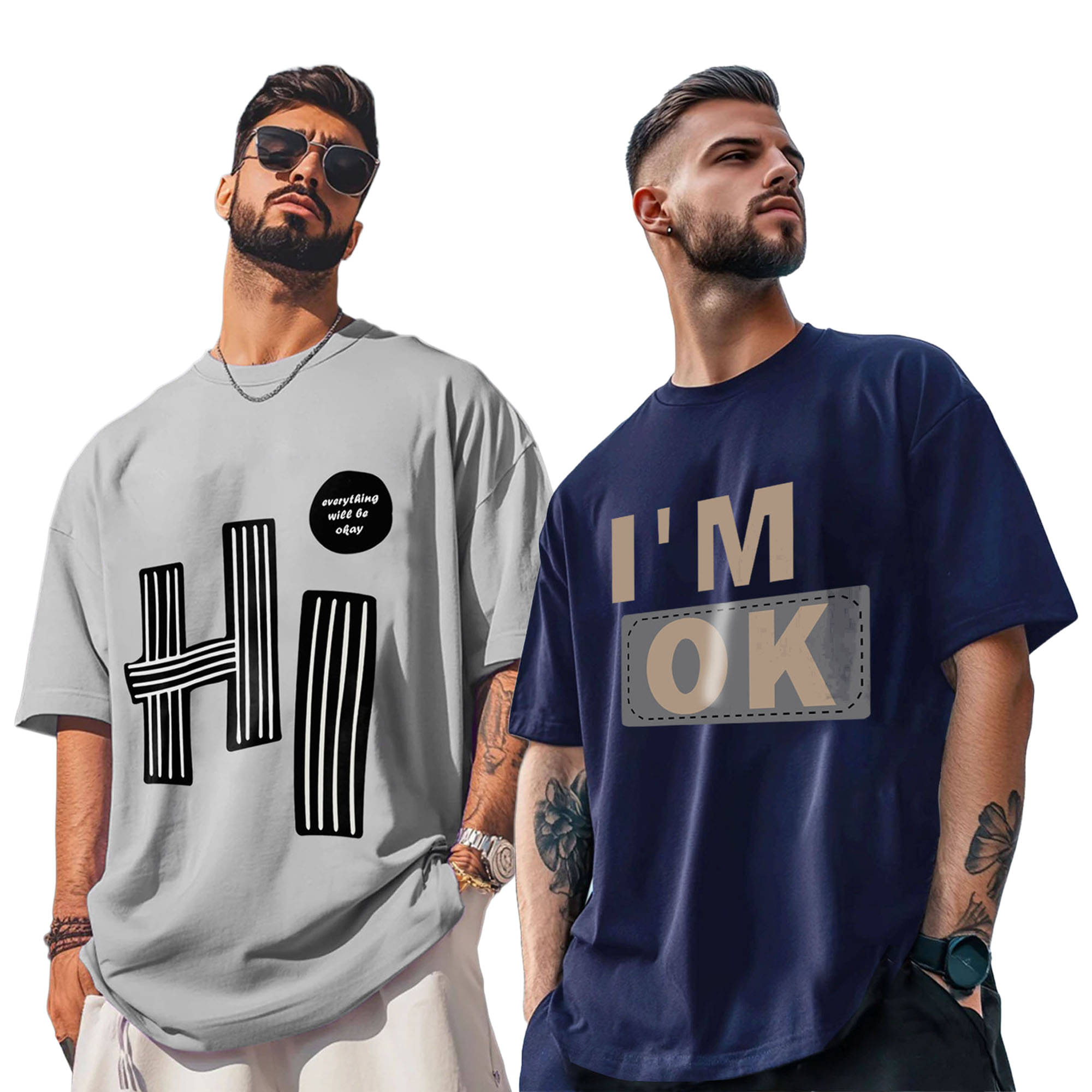 AUSK Men Cotton Blend Oversized Fit Printed T-Shirt ( Multicolor11 )     			AUSK Men Cotton Blend Oversized Fit Printed T-Shirt ( Multicolor11 )