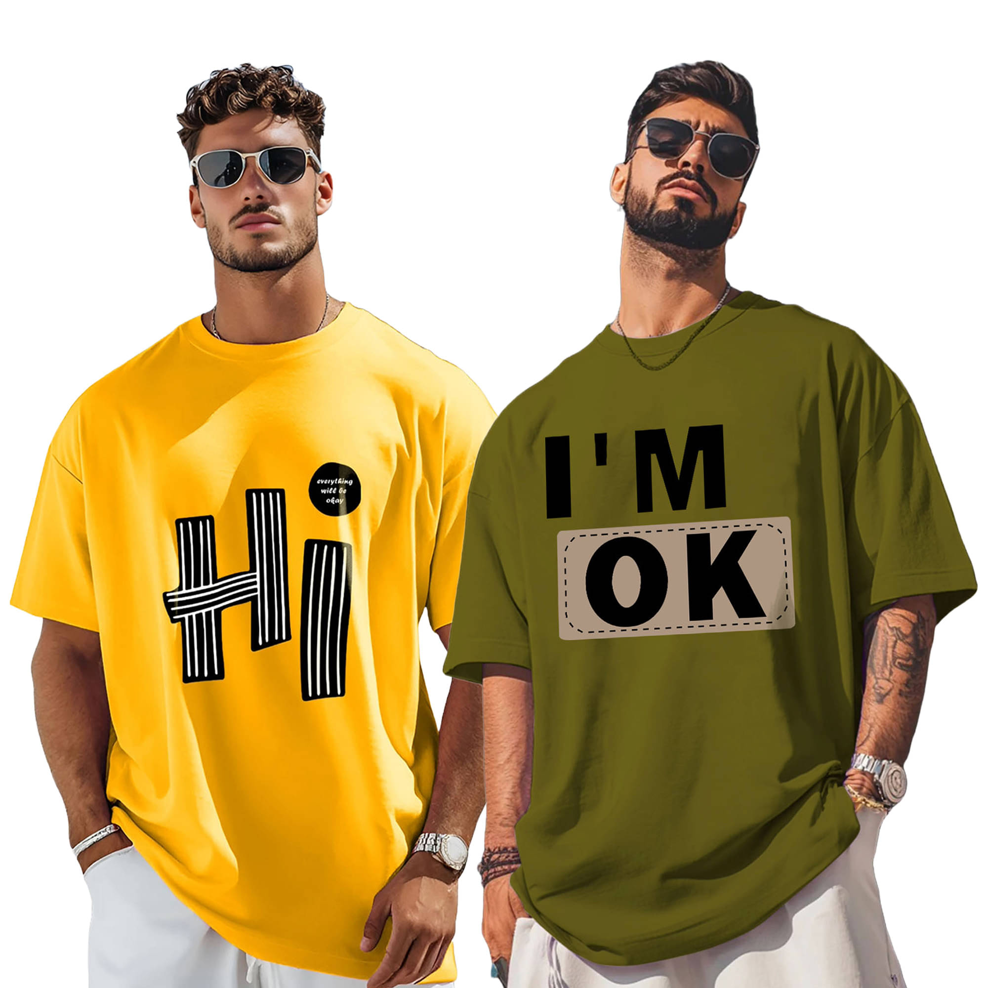 AUSK Men Cotton Blend Oversized Fit Printed T-Shirt ( Multicolor9 ) AUSK Men Cotton Blend Oversized Fit Printed T-Shirt ( Multicolor9 )