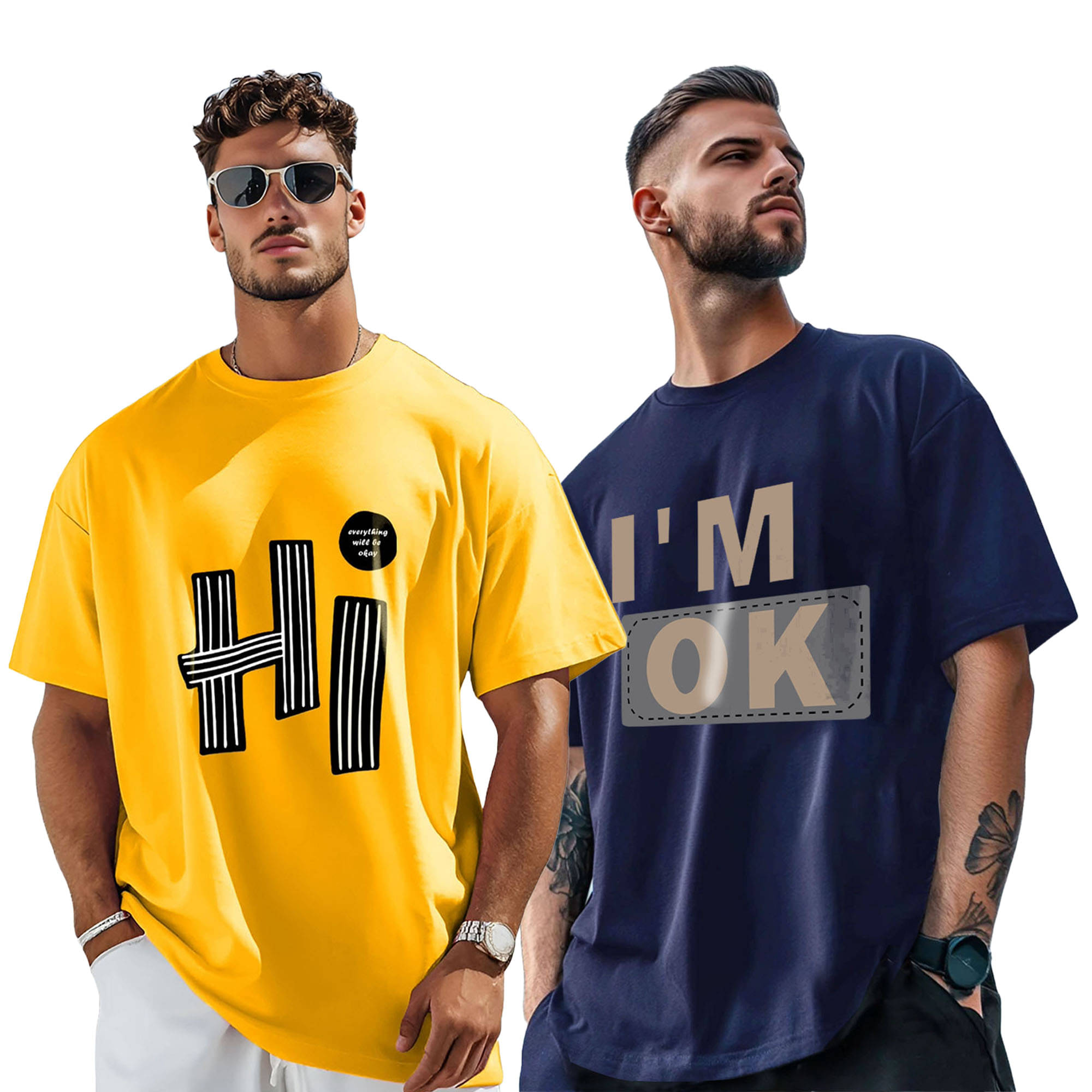AUSK Men Cotton Blend Oversized Fit Printed T-Shirt ( Multicolor9 ) AUSK Men Cotton Blend Oversized Fit Printed T-Shirt ( Multicolor9 )