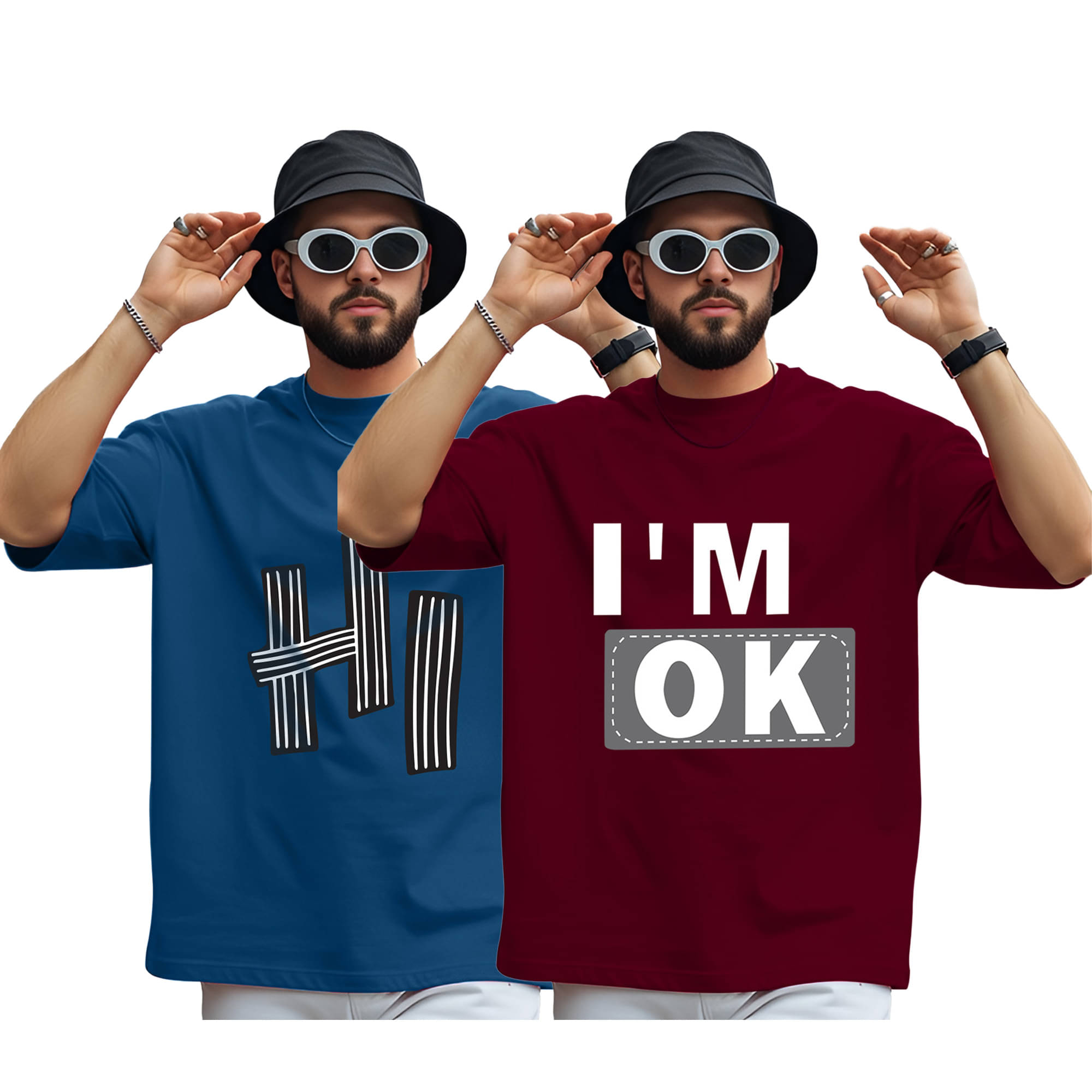 AUSK Men Cotton Blend Oversized Fit Printed T-Shirt ( Turquoise )     			AUSK Men Cotton Blend Oversized Fit Printed T-Shirt ( Turquoise )
