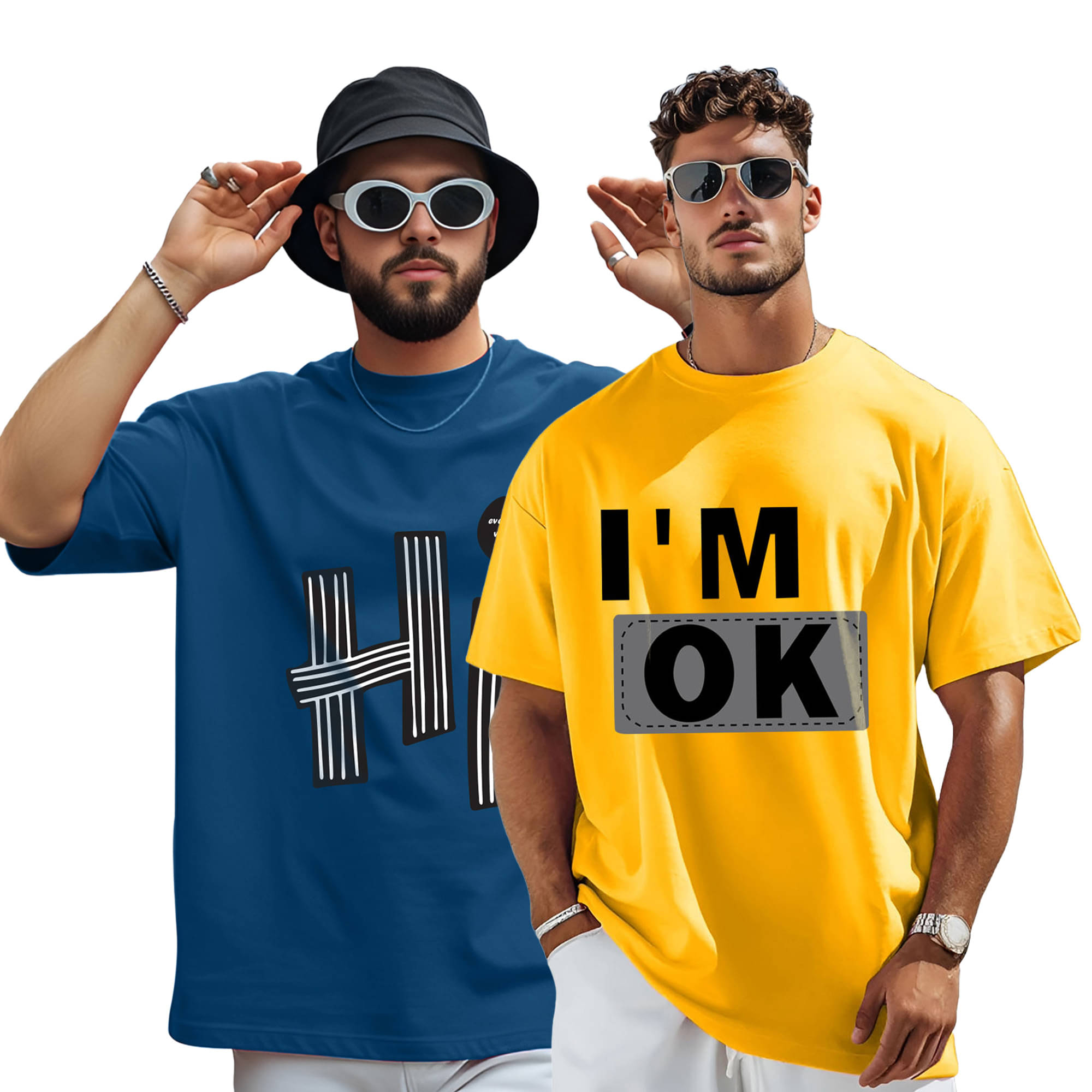 AUSK Men Cotton Blend Oversized Fit Printed T-Shirt ( Teal Blue ) AUSK Men Cotton Blend Oversized Fit Printed T-Shirt ( Teal Blue )
