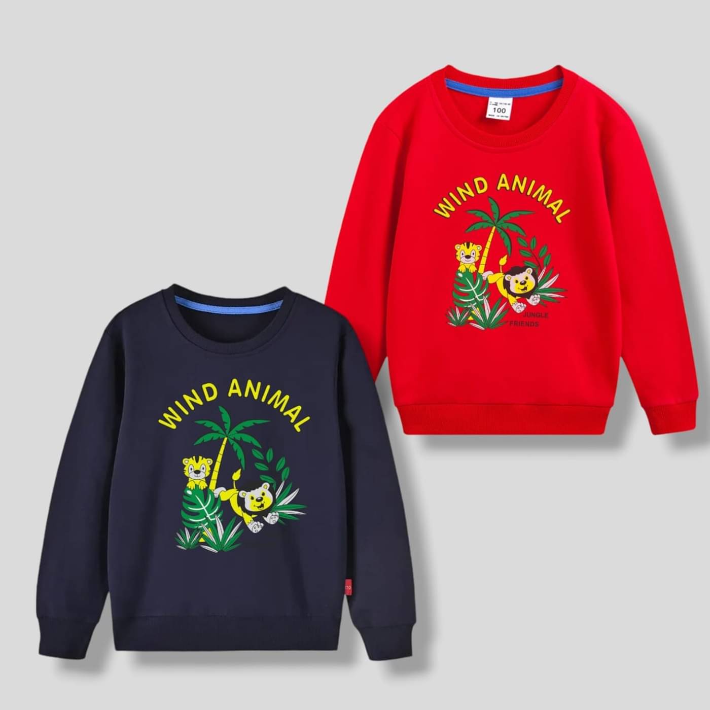 AWANI KNITWEAR Pack of 2 Boys Fleece Sweatshirt ( Red,Navy Blue )     			AWANI KNITWEAR Pack of 2 Boys Fleece Sweatshirt ( Red,Navy Blue )