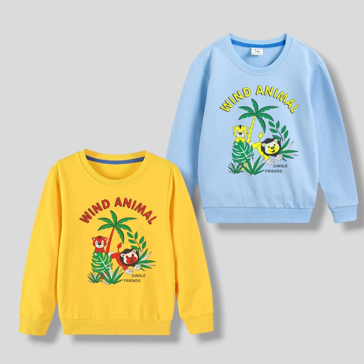 AWANI KNITWEAR Pack of 2 Boys Fleece Sweatshirt ( Sky Blue,Yellow )     			AWANI KNITWEAR Pack of 2 Boys Fleece Sweatshirt ( Sky Blue,Yellow )