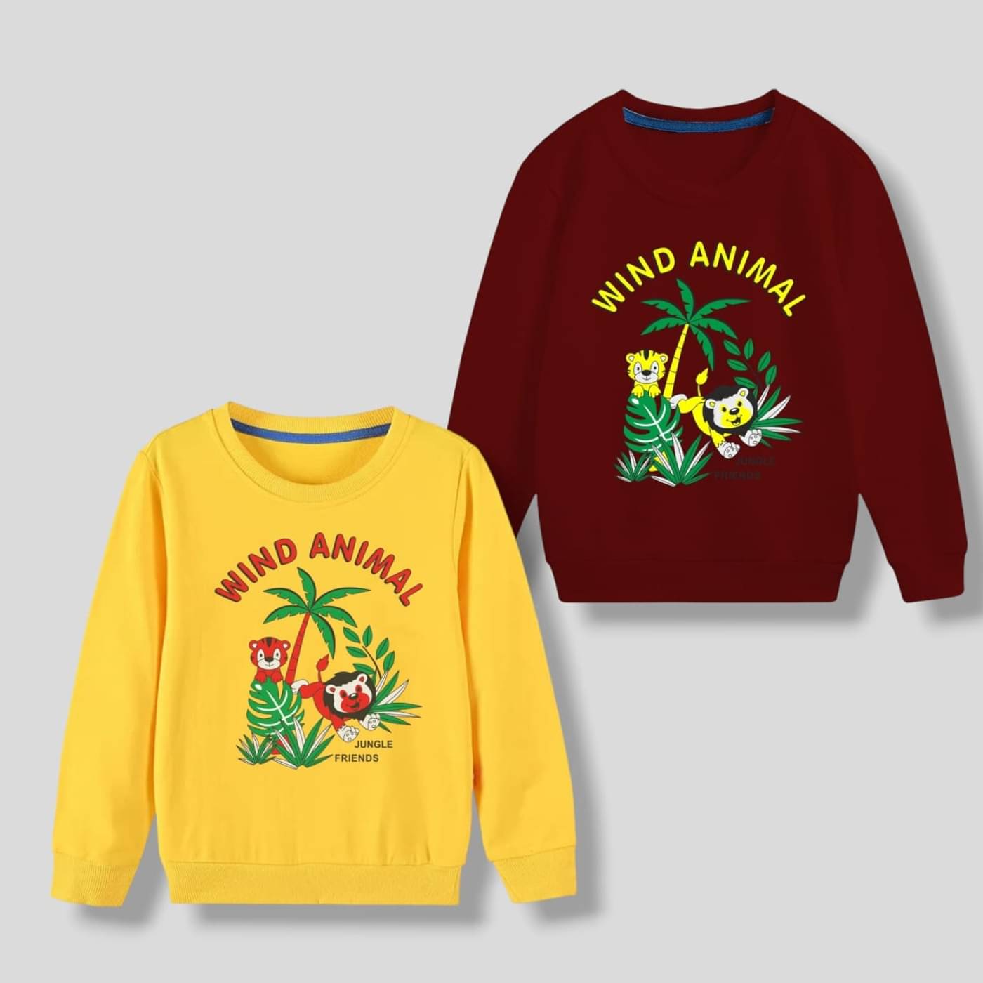 AWANI KNITWEAR Pack of 2 Boys Fleece Sweatshirt ( Yellow,Maroon )     			AWANI KNITWEAR Pack of 2 Boys Fleece Sweatshirt ( Yellow,Maroon )