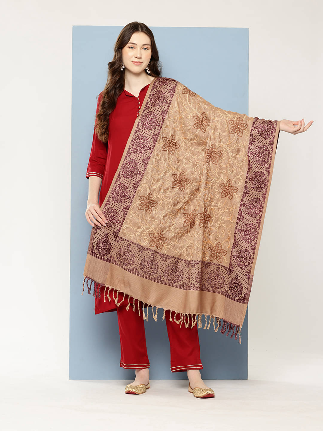 Aarika Brown Self Design Shawl - ( Pack of 1 ) Aarika Brown Self Design Shawl - ( Pack of 1 )