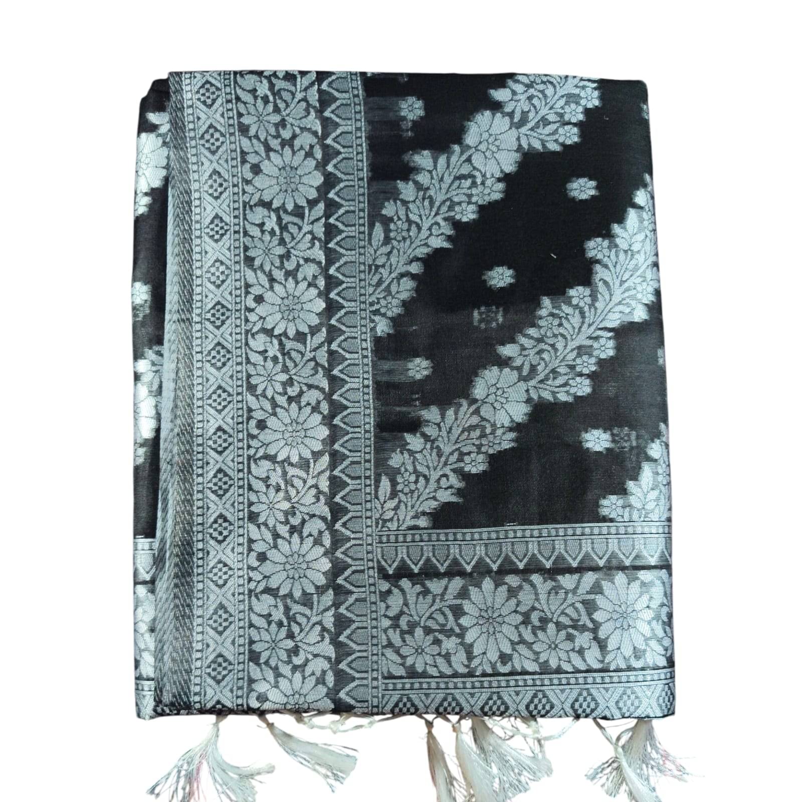 Anaya Saree Cotton Self Design Banarasi saree With Unstitched Blouse Piece ( Black ) Anaya Saree Cotton Self Design Banarasi saree With Unstitched Blouse Piece ( Black )