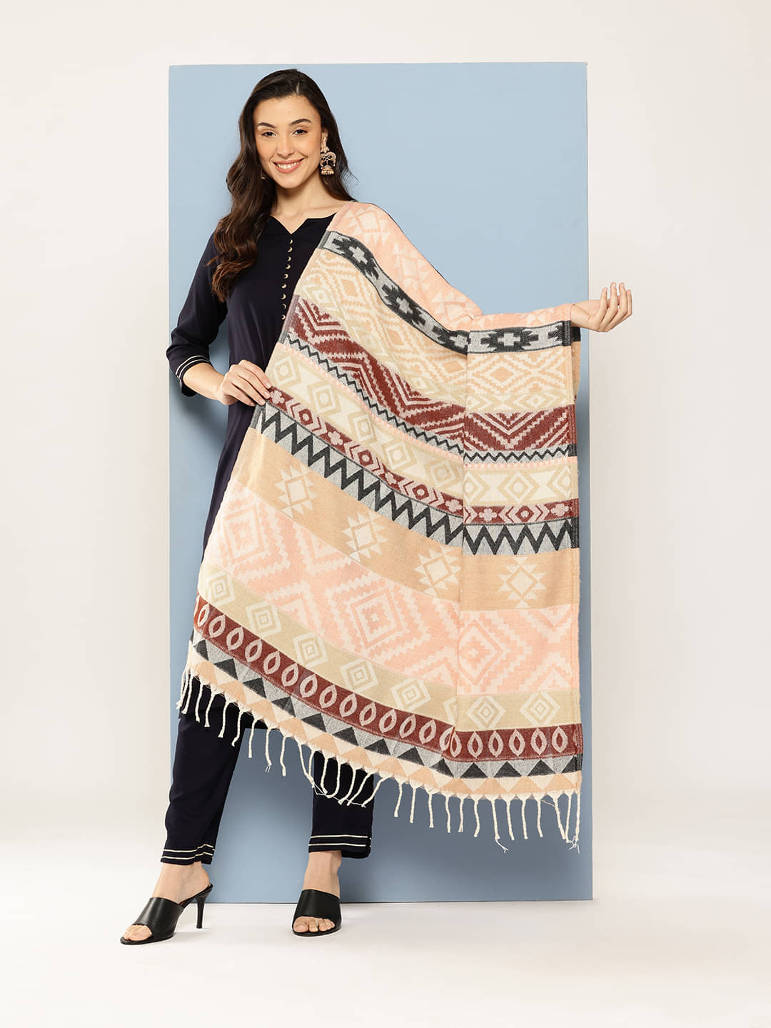 Arika Multicolor Self Design Shawl - ( Pack of 1 ) Arika Multicolor Self Design Shawl - ( Pack of 1 )