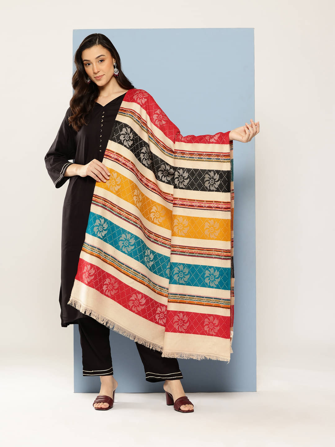 Arika Multicolor Self Design Shawl - ( Pack of 1 ) Arika Multicolor Self Design Shawl - ( Pack of 1 )