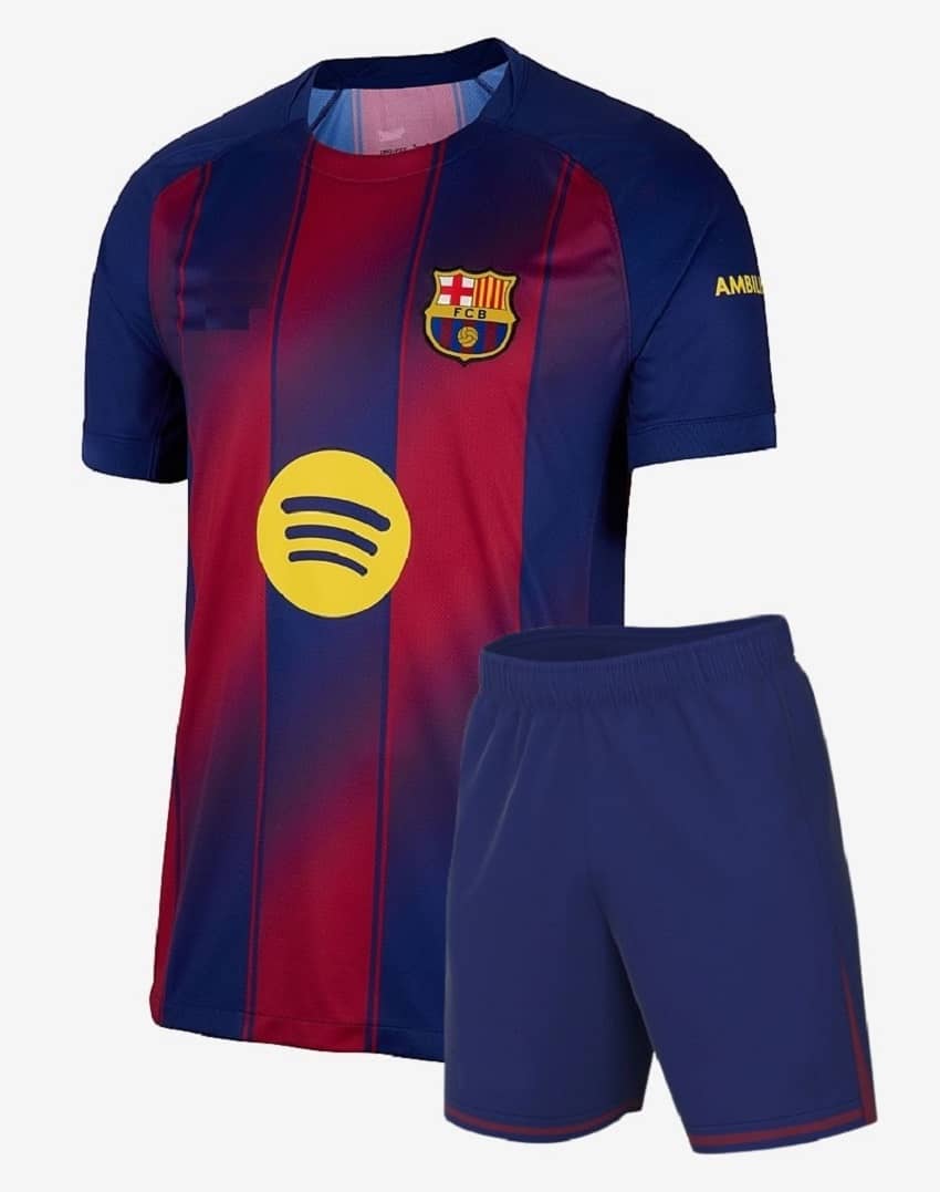 BARCELONA HOME JERSEY & SHORTS 2025/26 (UNISEX) – FOR MEN & WOMEN