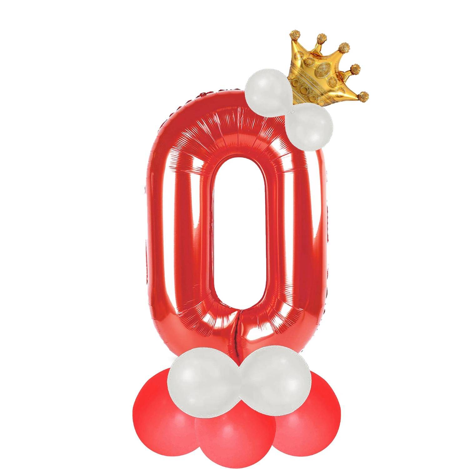     			Bubble Bells  Red Foil Balloon 0 Number Foil Balloon 32 Inches With Crown Metallic Pastel Balloons For Birthday Party Anniversary Decorations For Girls & Boys Birthday Party Decoration Items Kit(Pack of 14)