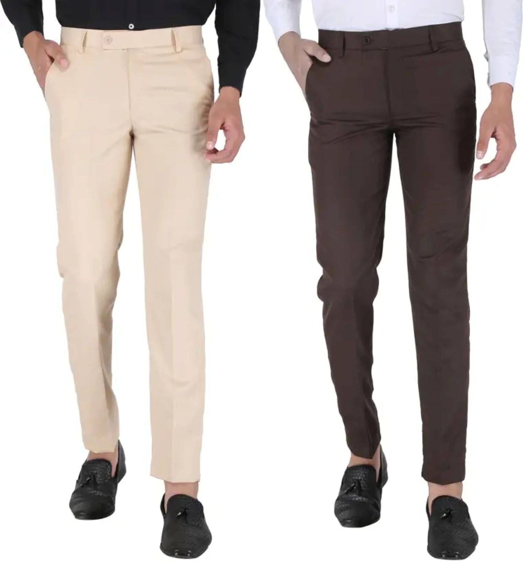     			CEO FABRICS Regular Flat Men's Formal Trouser - Multicolored ( Pack of 2 )