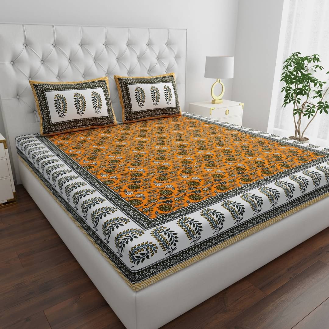 COZYKO Cotton 1 Double King Bedsheet with 2 Pillow Covers ( Mustard ) COZYKO Cotton 1 Double King Bedsheet with 2 Pillow Covers ( Mustard )