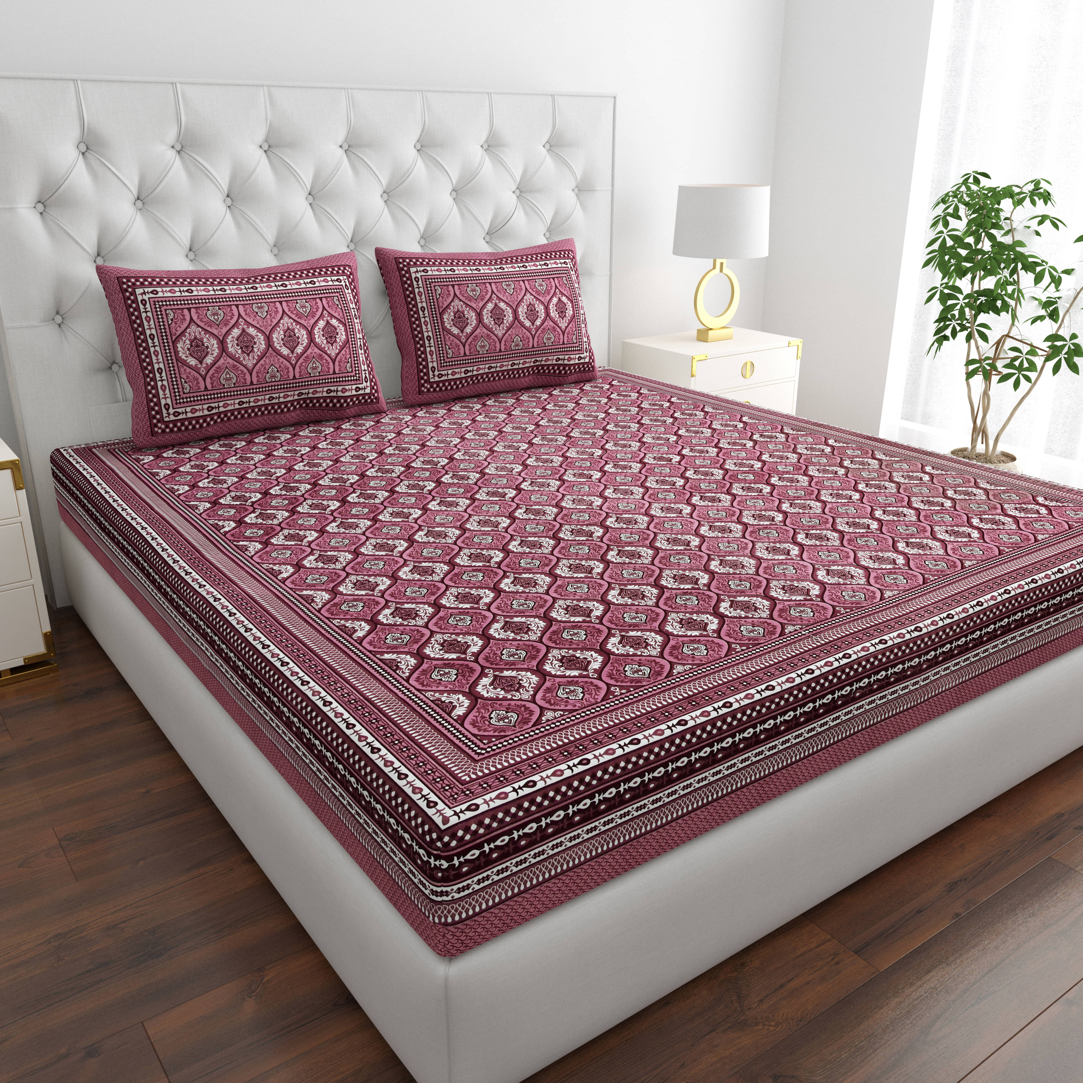     			COZYKO Cotton 1 Double King Bedsheet with 2 Pillow Covers ( Purple )