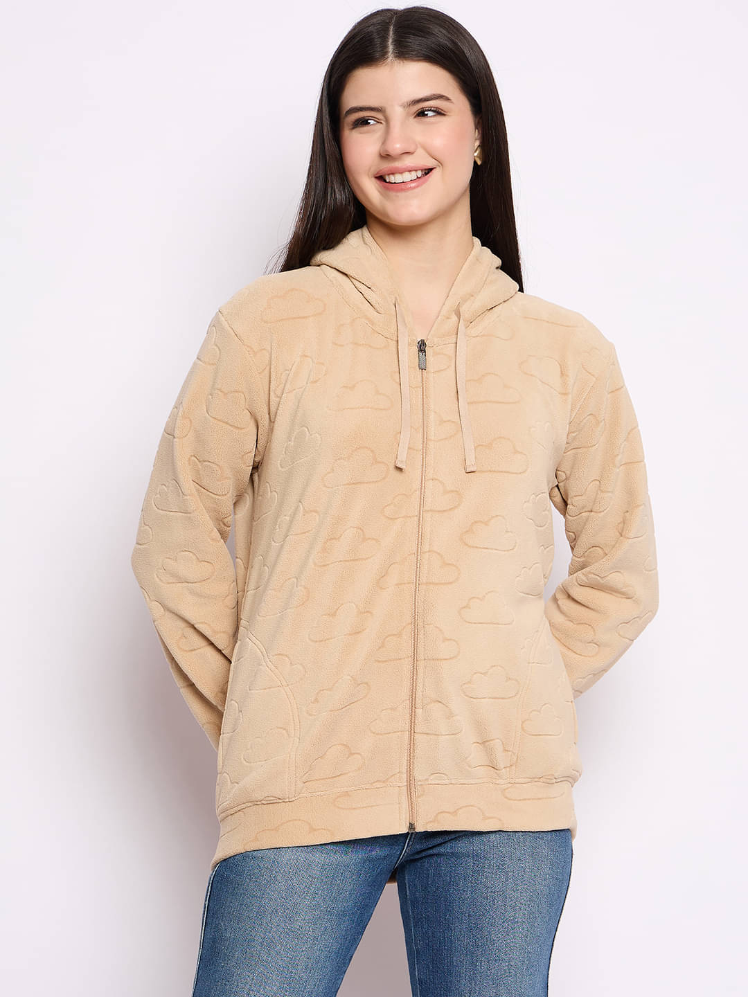 Camey Women Fleece Hooded Sweatshirt ( Khaki )     			Camey Women Fleece Hooded Sweatshirt ( Khaki )