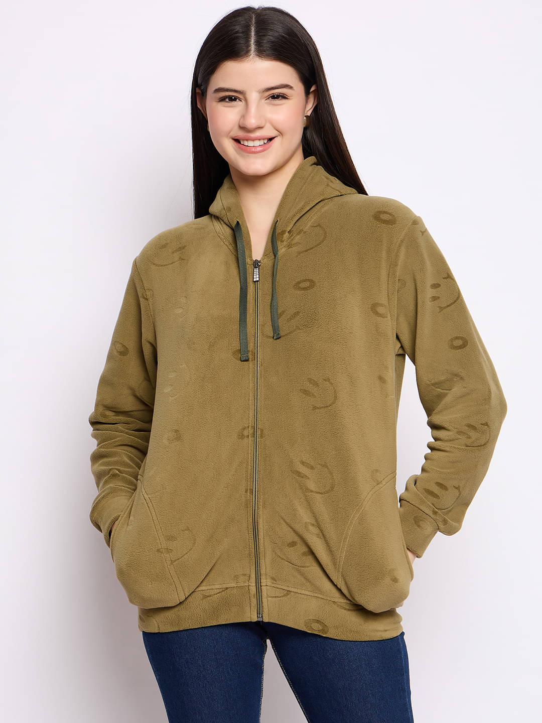 Camey Women Fleece Hooded Sweatshirt ( Green ) Camey Women Fleece Hooded Sweatshirt ( Green )