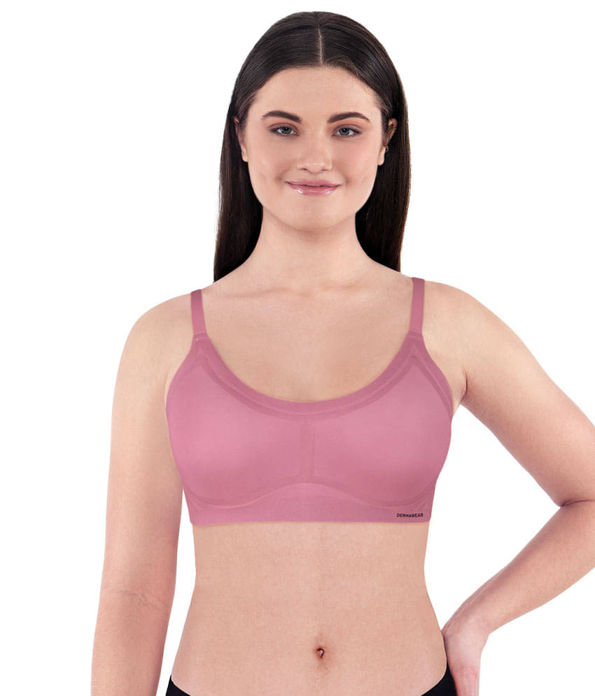 Dermawear Pack of 1 Cotton Non Padded Everyday Bra For Women ( Pink )     			Dermawear Pack of 1 Cotton Non Padded Everyday Bra For Women ( Pink )