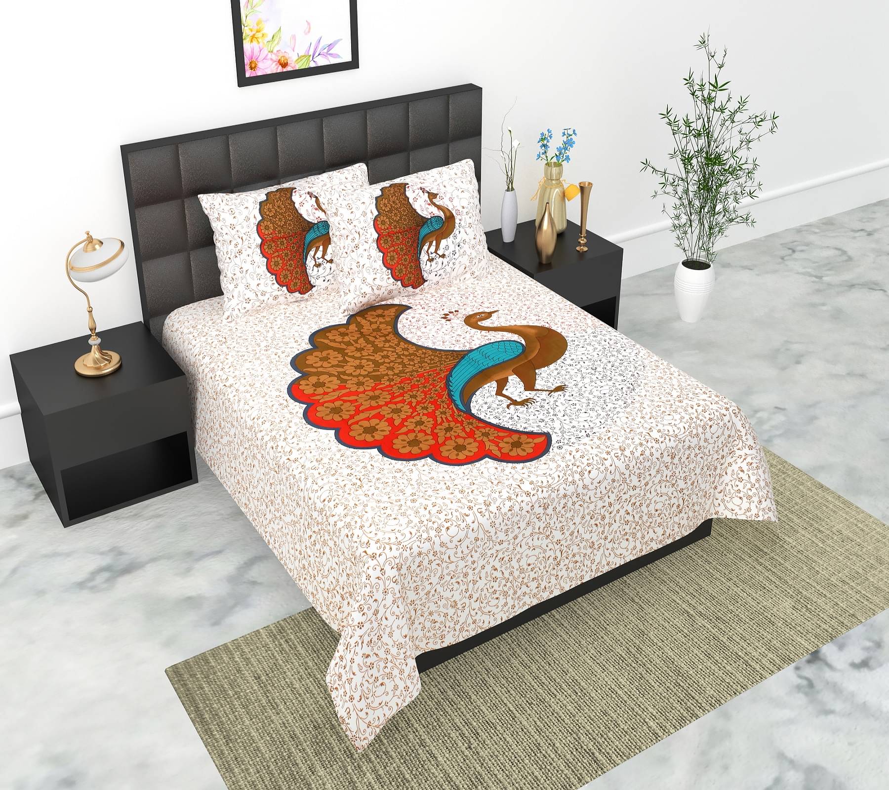     			Dgsm Craft Cotton 1 Double Queen Bedsheet with 2 Pillow Covers ( Multicolor )