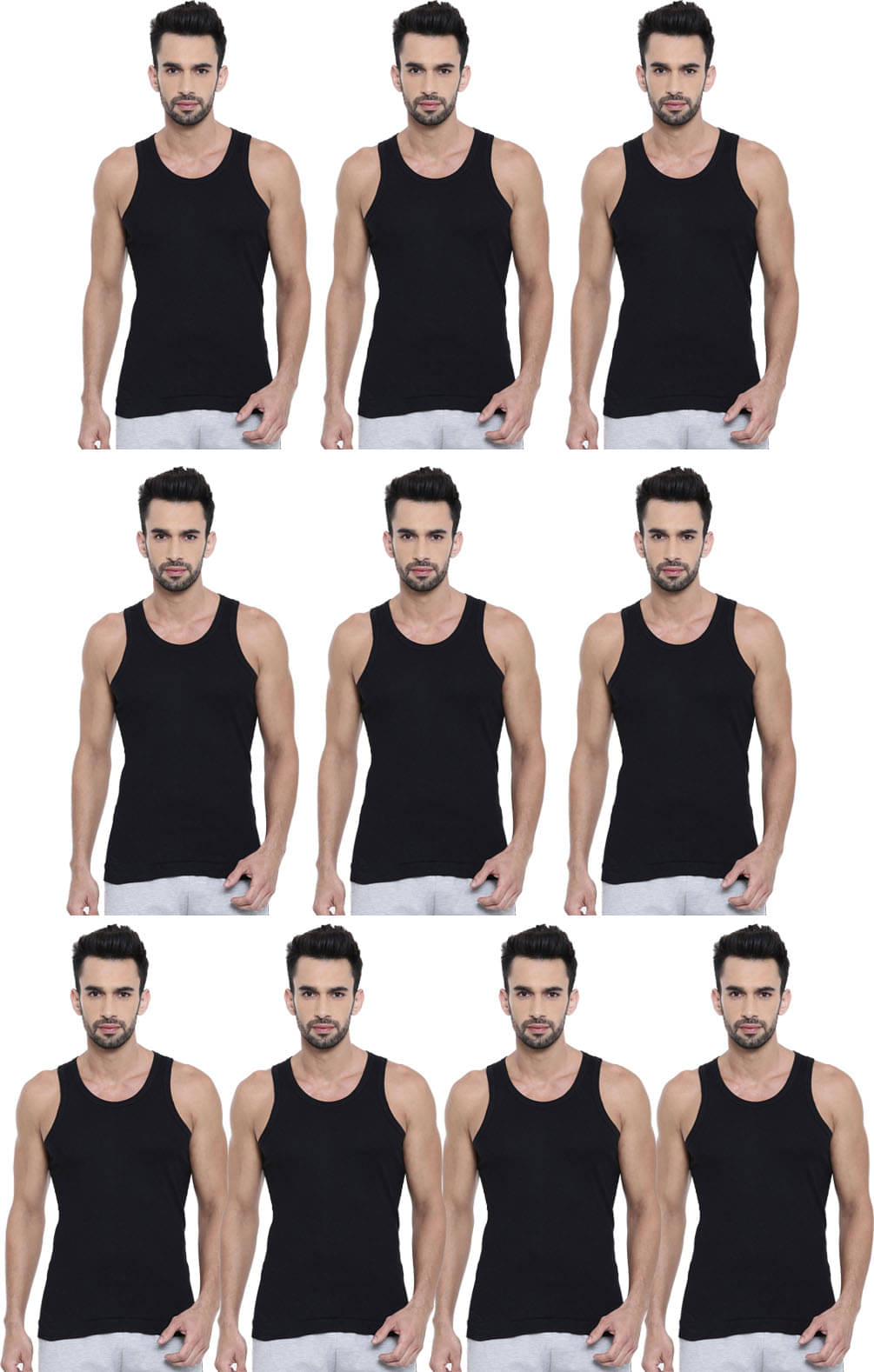 Dixcy Scott Pack of 10 Cotton Basic Vest For Men ( Black ) Dixcy Scott Pack of 10 Cotton Basic Vest For Men ( Black )
