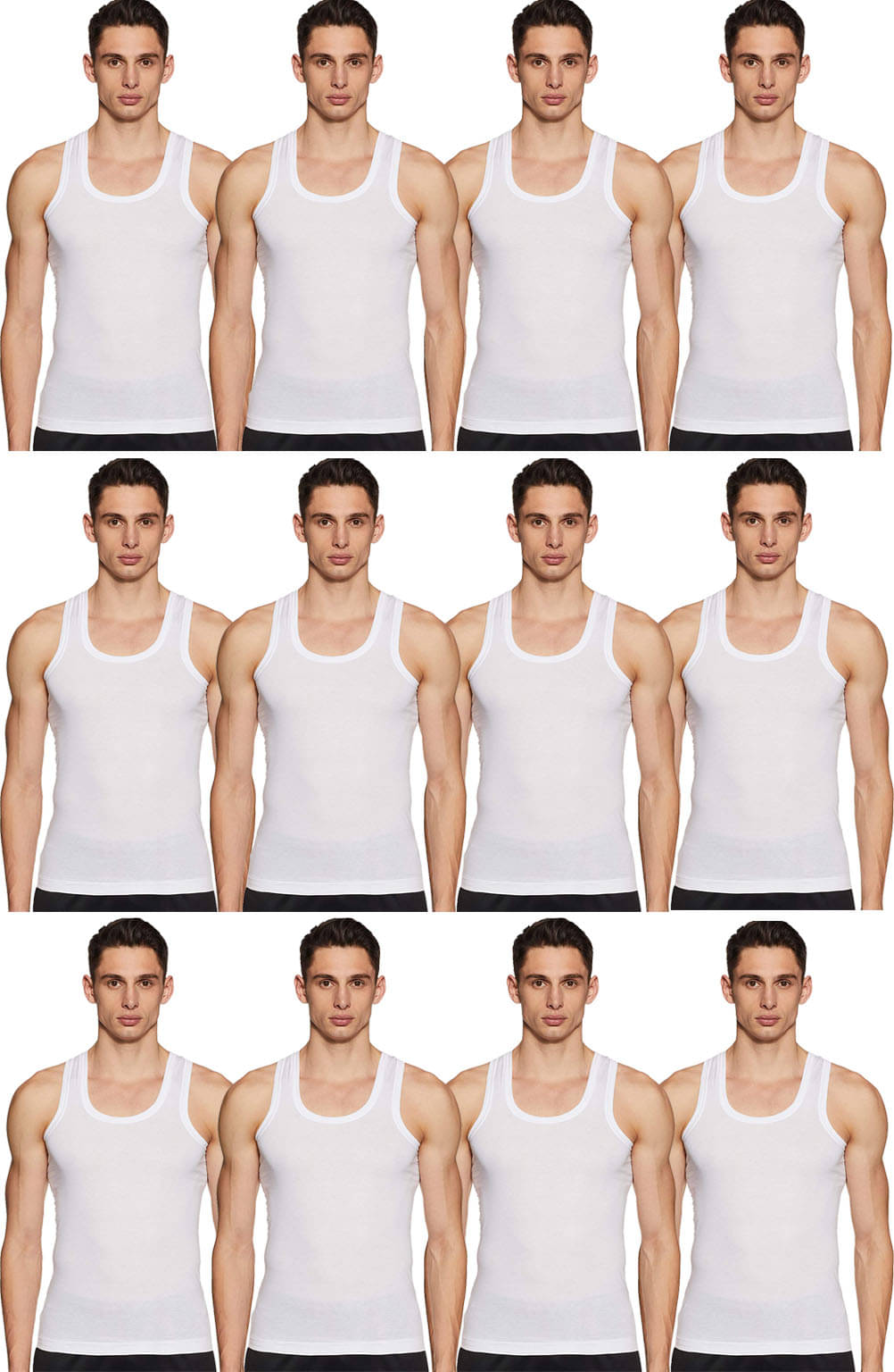     			Dixcy Scott Pack of 12 Cotton Basic Vest For Men ( White )