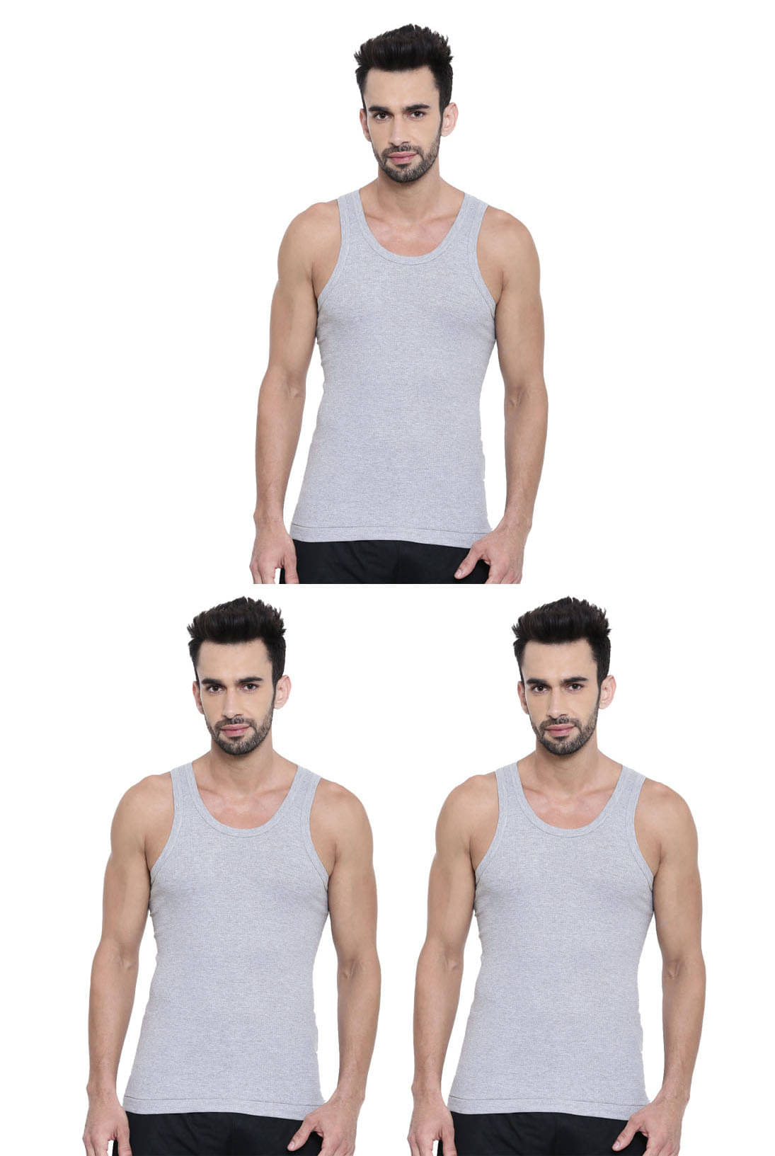     			Dixcy Scott Pack of 3 Cotton Basic Vest For Men ( Grey )