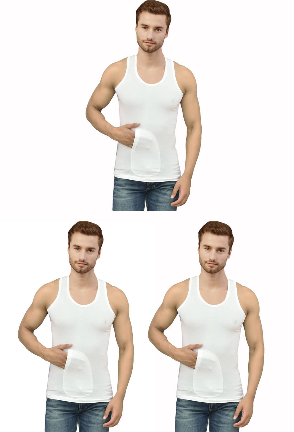 Dixcy Scott Pack of 3 Cotton Basic Vest For Men ( White ) Dixcy Scott Pack of 3 Cotton Basic Vest For Men ( White )