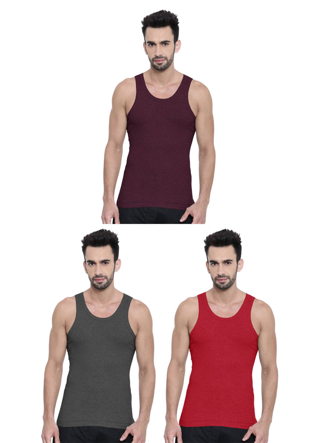     			Dixcy Scott Pack of 3 Cotton Basic Vest For Men ( Multicolor )