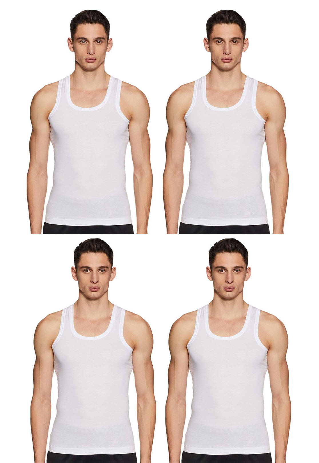 Dixcy Scott Pack of 4 Cotton Basic Vest For Men ( White ) Dixcy Scott Pack of 4 Cotton Basic Vest For Men ( White )
