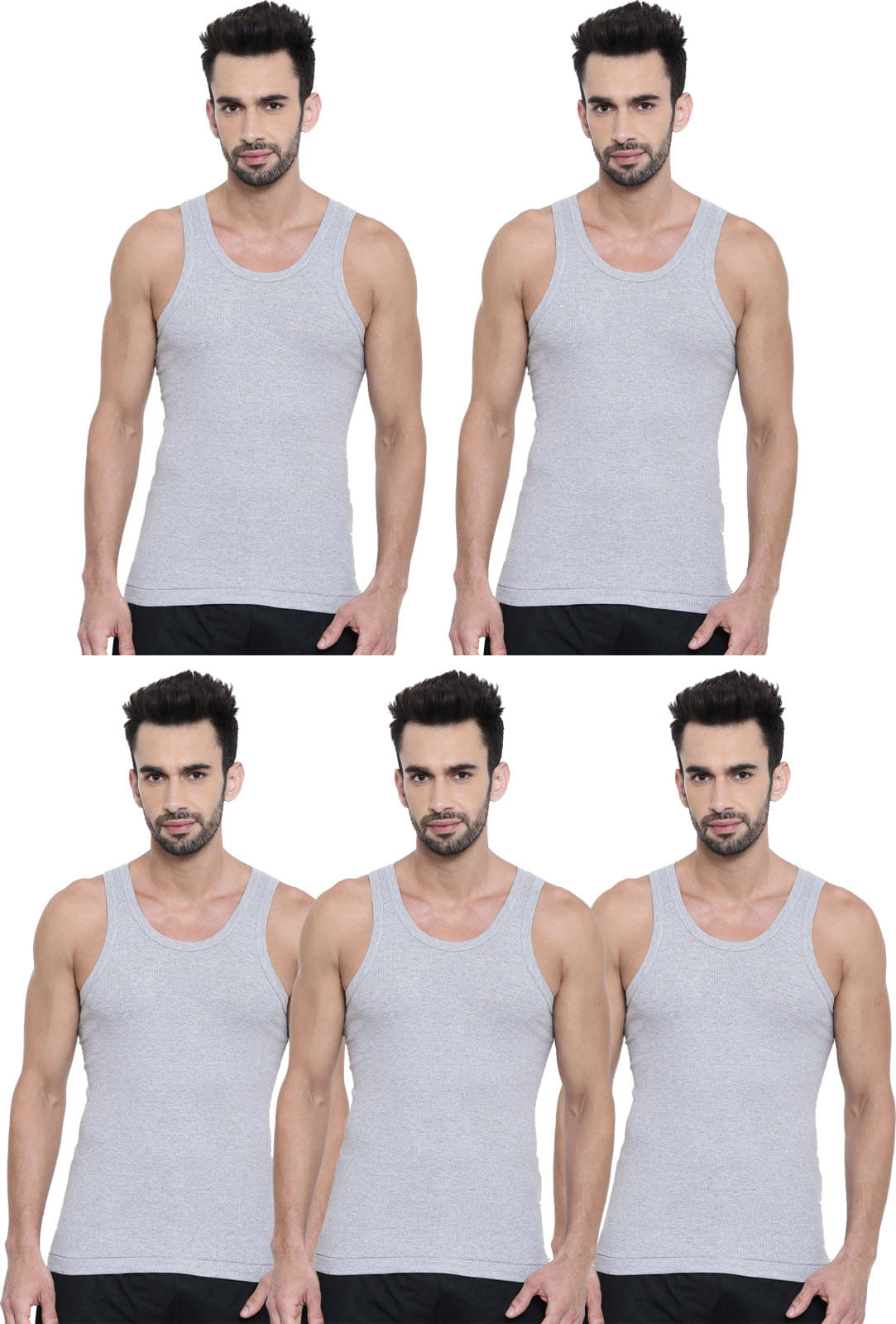 Dixcy Scott Pack of 5 Cotton Basic Vest For Men ( Grey ) Dixcy Scott Pack of 5 Cotton Basic Vest For Men ( Grey )