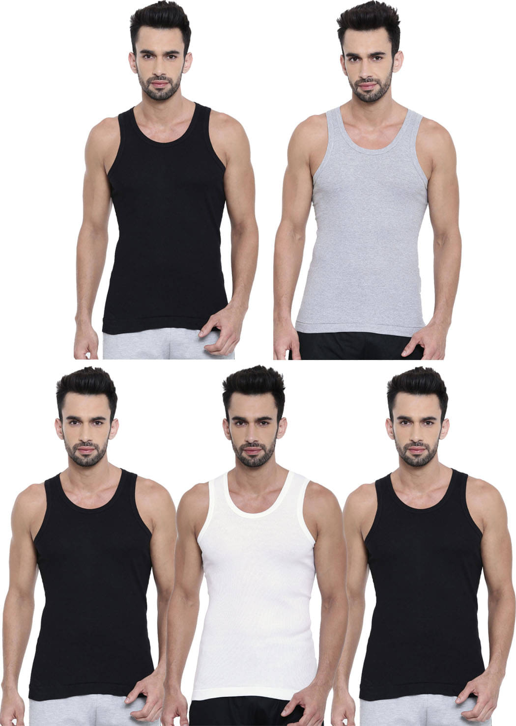    			Dixcy Scott Pack of 5 Cotton Basic Vest For Men ( Multicolor )